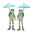 Garden frog with umbrella and rainboot accent (set of 2)