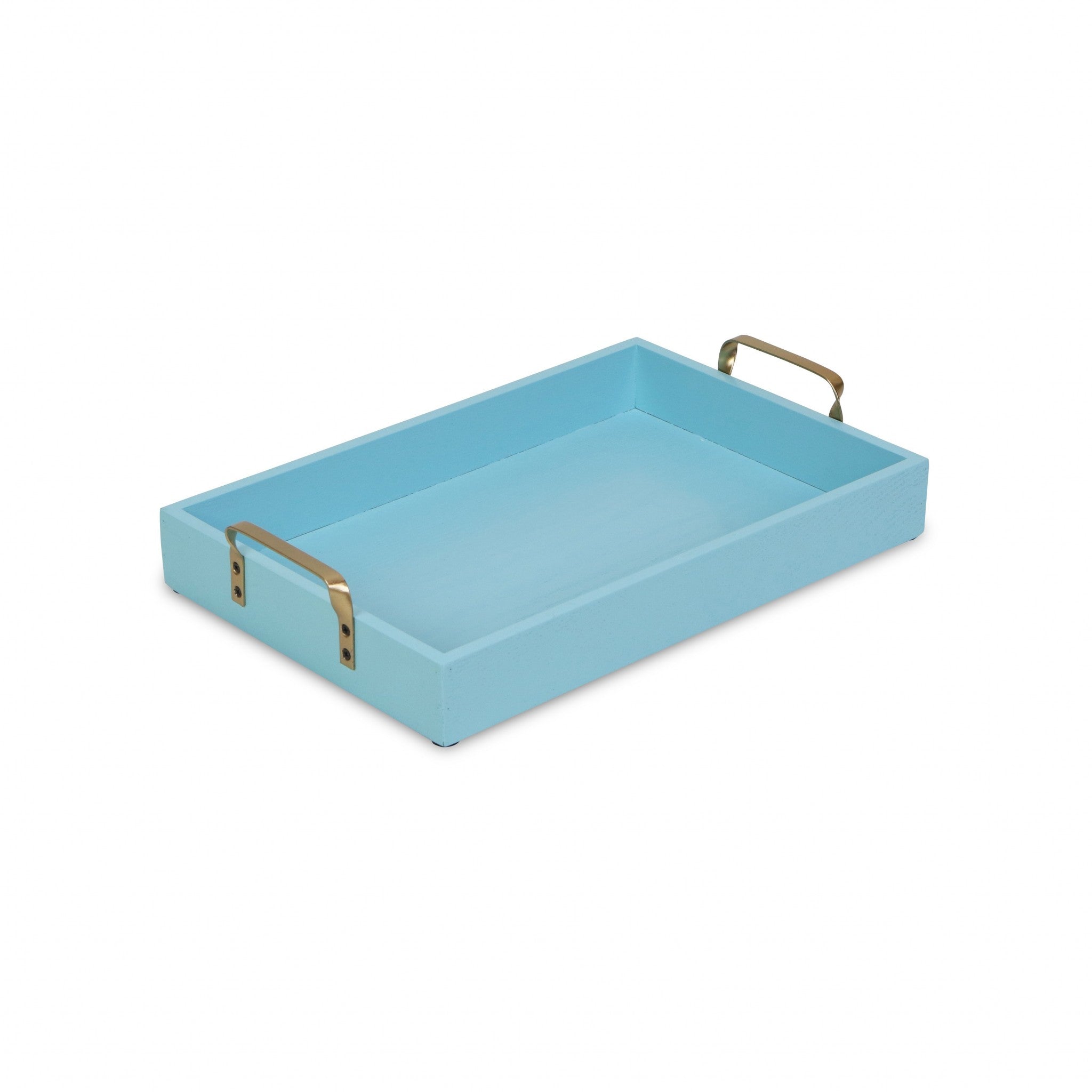 Wooden Tray with Gold Handles