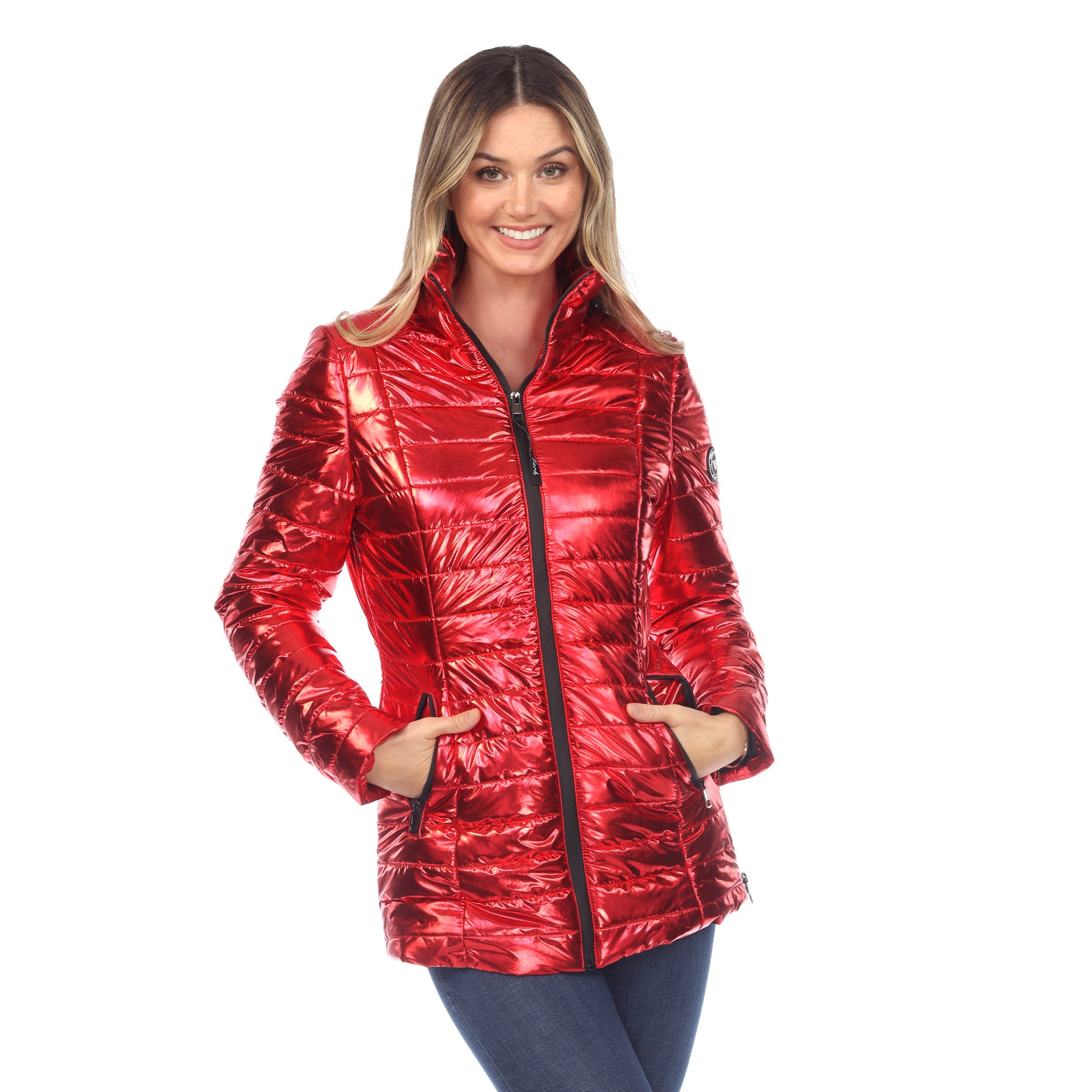 White Mark Women's Metallic Puffer Coat