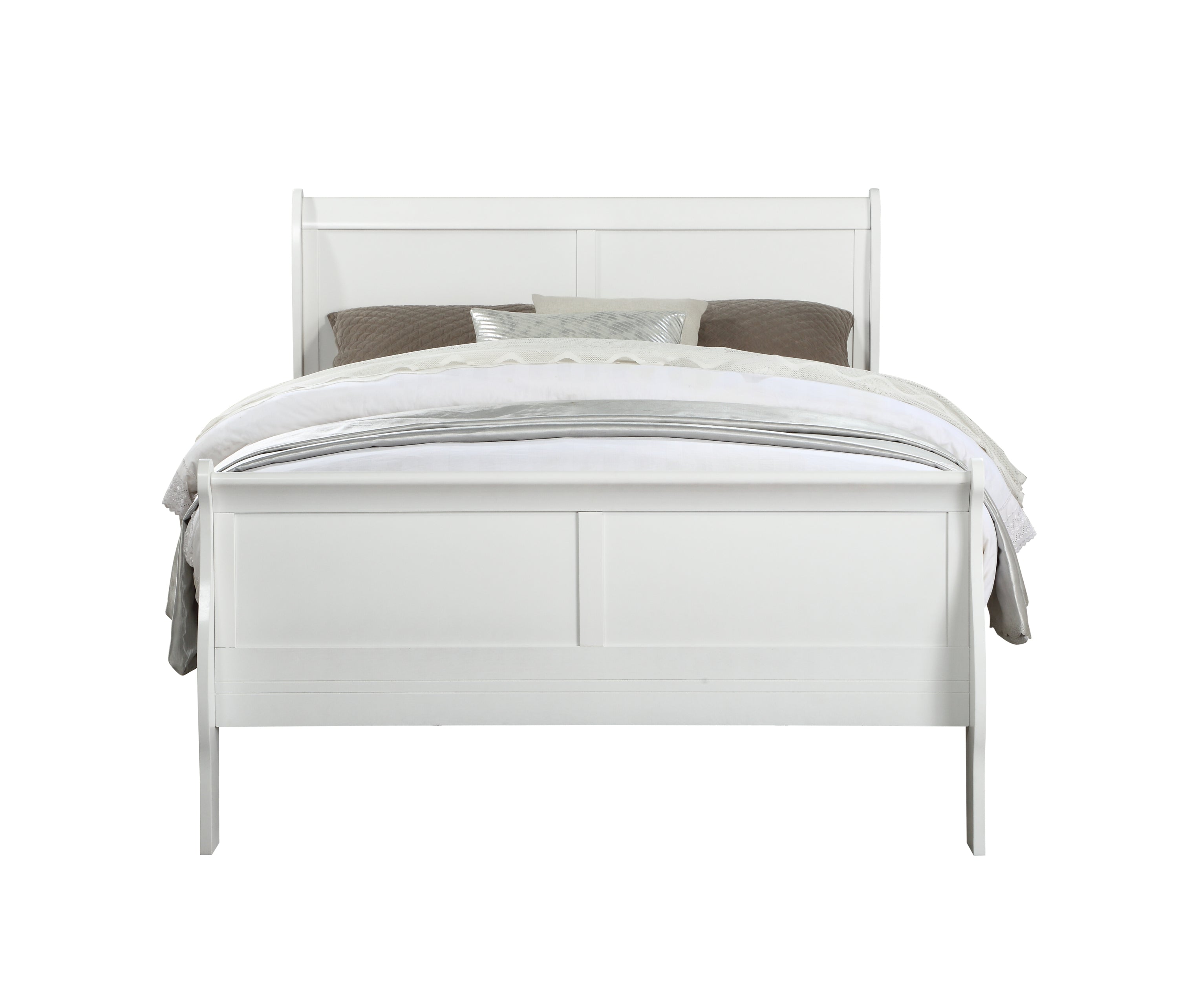 Louis Philippe White Finish 4PCS Bedroom Set (Twin Bed)