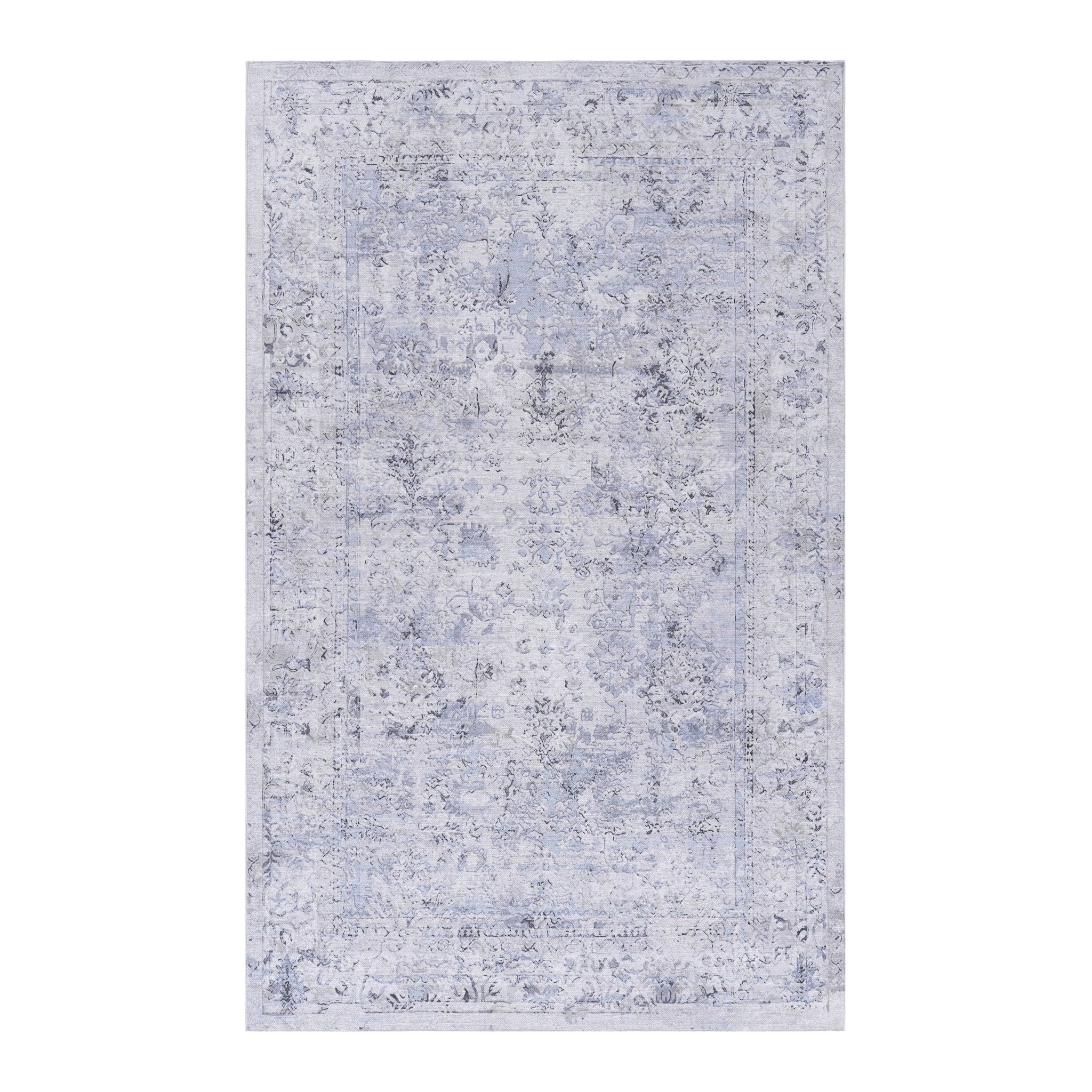 8x10 Area Rug, Washable Rug, Low - Pile, Non - Slip, Non - Shedding, Foldable, Kid & Pet Friendly - Area Rugs for living room, bedroom, kitchen, dining room rug - Perfect Gifts, (Blue+Cream, 8' x 10') - Tuesday Morning - Area Rugs