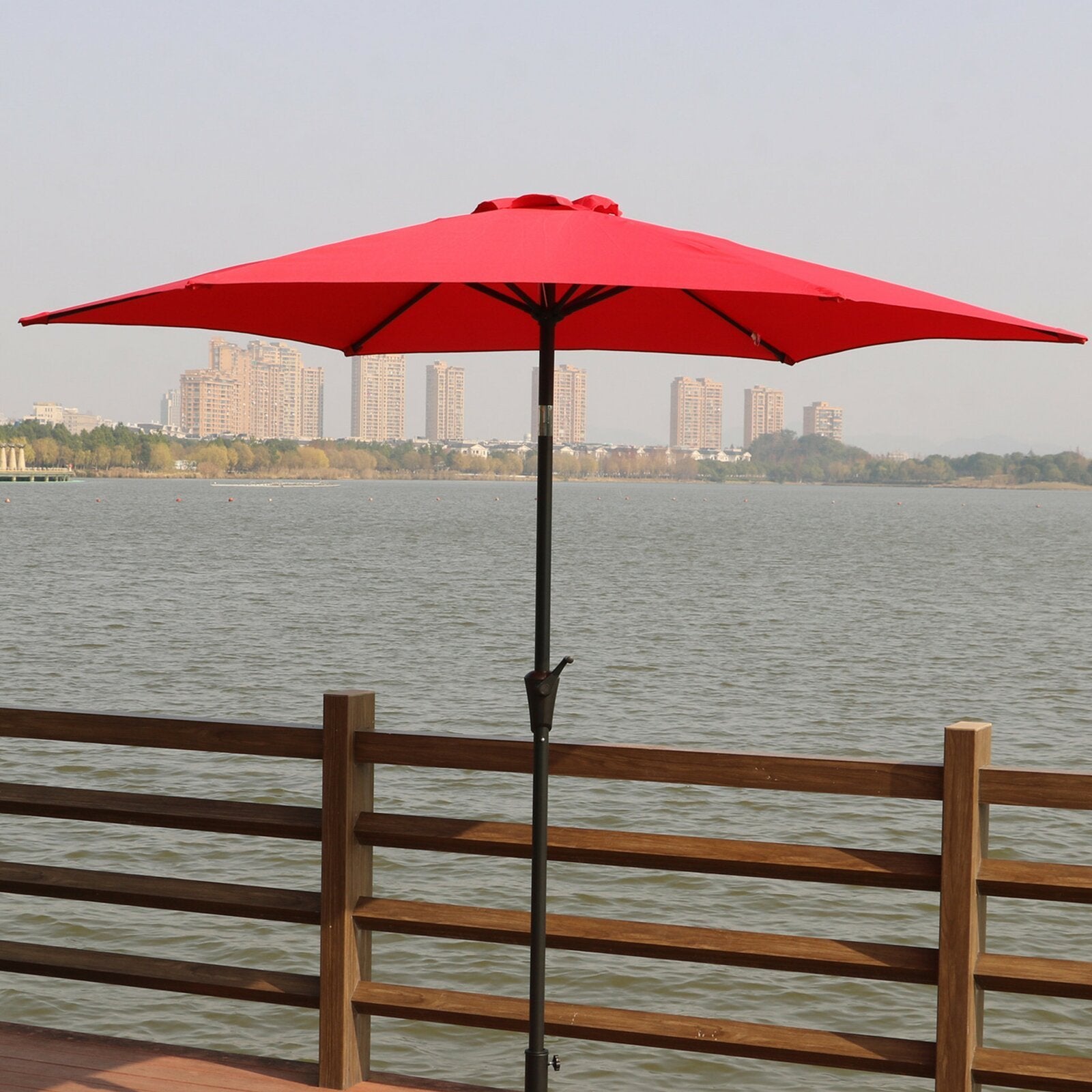 9' Pole Umbrella With Carry Bag, Red - Tuesday Morning - Patio Umbrellas & Bases