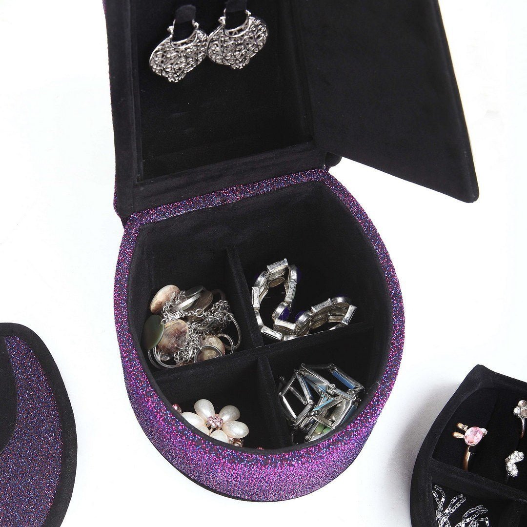 9 Tall Display Jewelry Box with Hidden Storage, High Heel Shoe Design, Purple Velvet - Tuesday Morning - Jewelry Boxes & Organizers