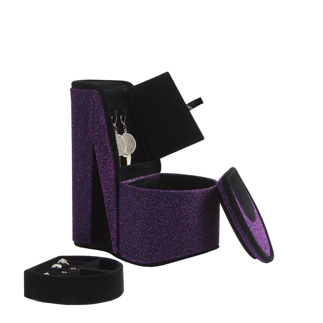 9 Tall Display Jewelry Box with Hidden Storage, High Heel Shoe Design, Purple Velvet - Tuesday Morning - Jewelry Boxes & Organizers