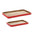 Red trimmed wooden tray (set of 2)