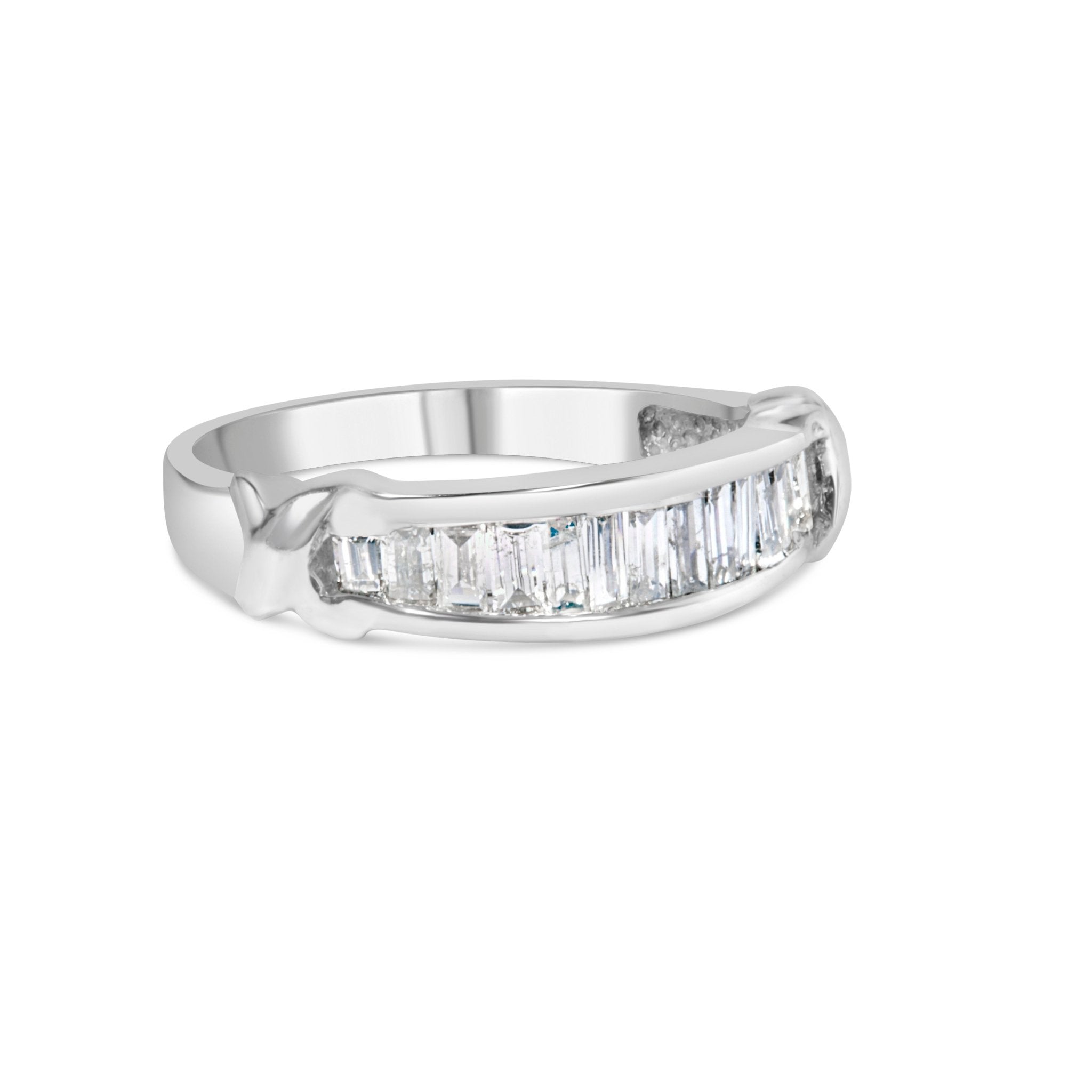 .925 Sterling Silver 1/2 Cttw Baguette Cut Diamond Channel Set X - Station Wedding Ring (H - I Color, I1 - I2 Clarity) - Tuesday Morning - Rings