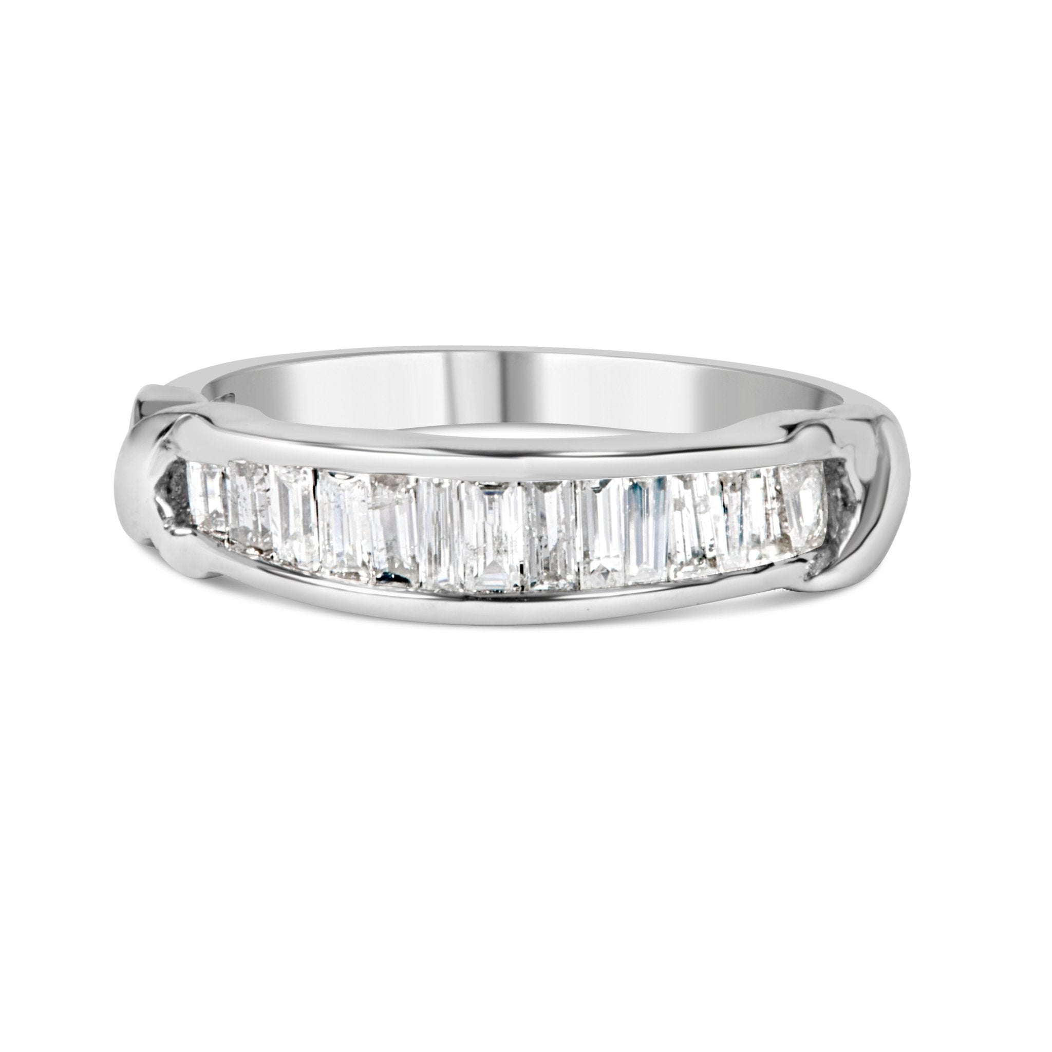 .925 Sterling Silver 1/2 Cttw Baguette Cut Diamond Channel Set X - Station Wedding Ring (H - I Color, I1 - I2 Clarity) - Tuesday Morning - Rings