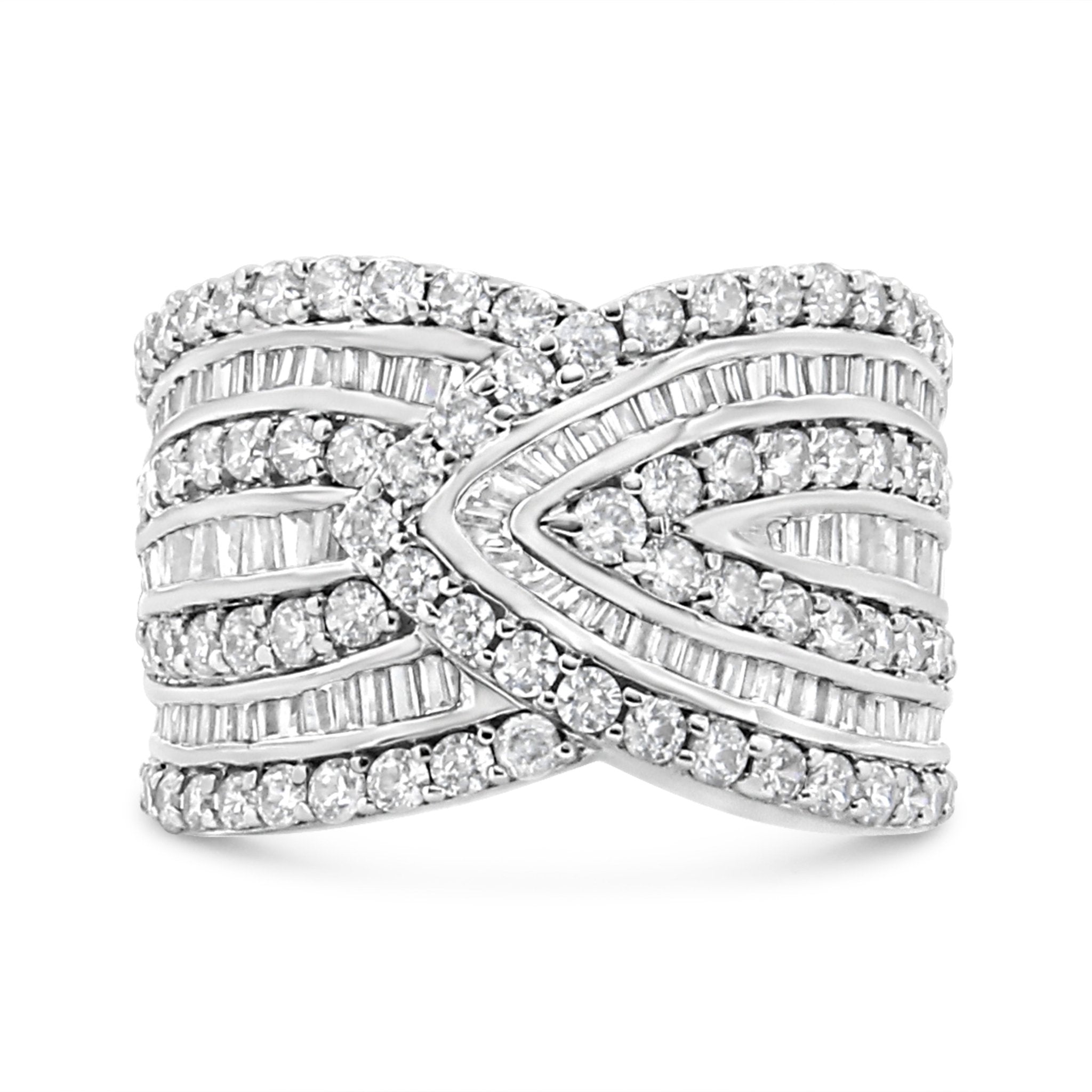 .925 Sterling Silver 2 3/8 Cttw Diamond Multi Row Overlay Band Ring ( J - K Color, I3 Clarity) - Tuesday Morning - Rings