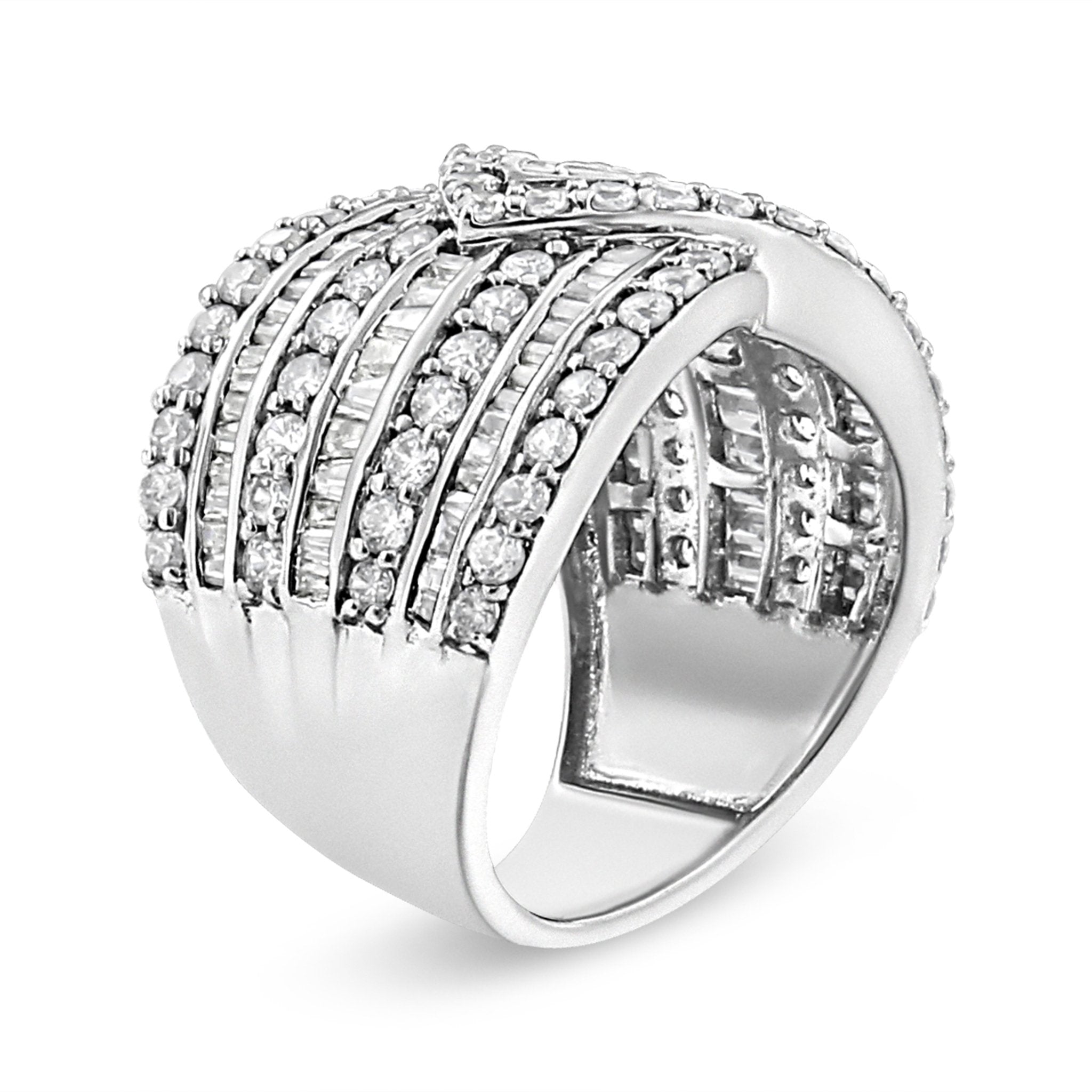 .925 Sterling Silver 2 3/8 Cttw Diamond Multi Row Overlay Band Ring ( J - K Color, I3 Clarity) - Tuesday Morning - Rings