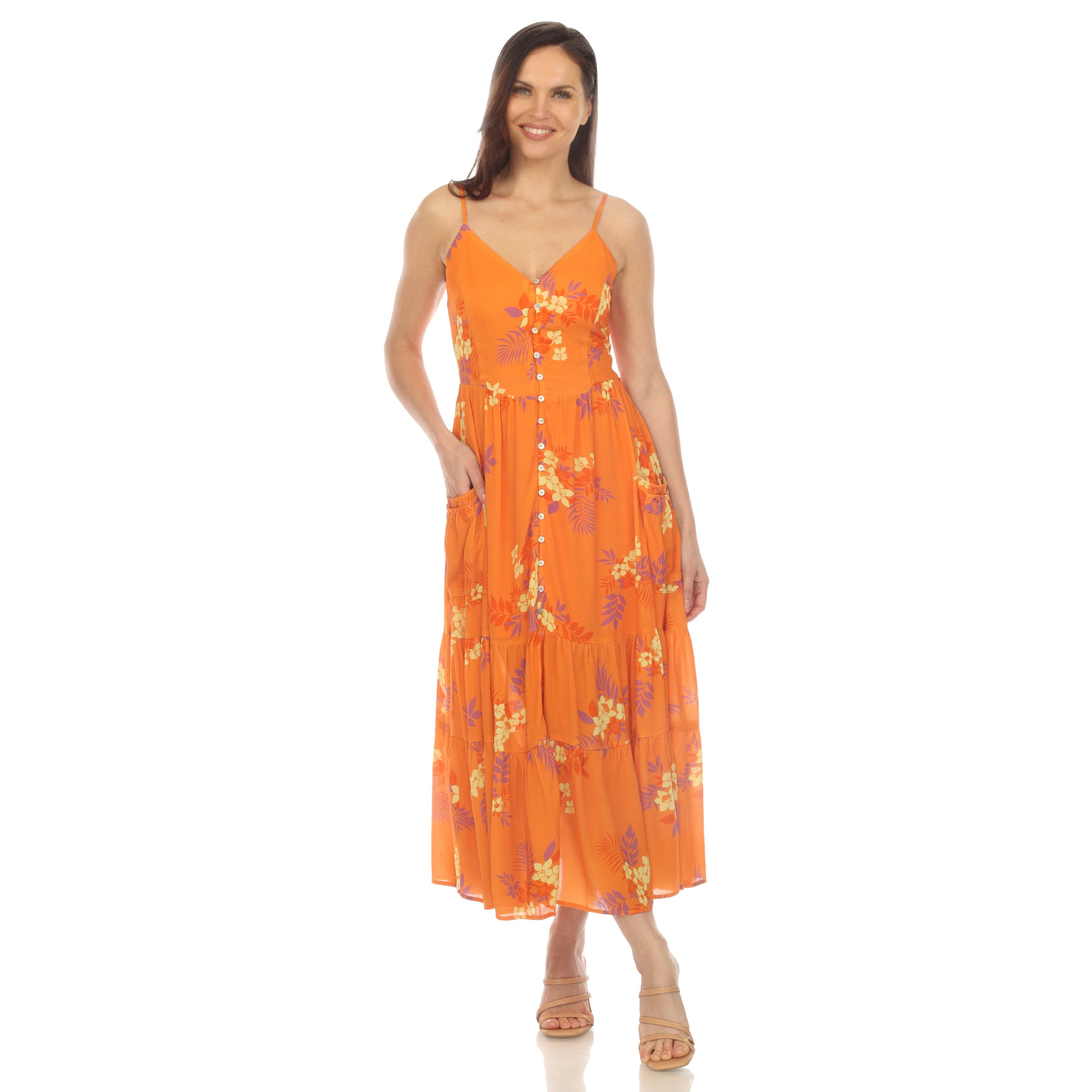 Women's V-Neck Floral Print Maxi Dress