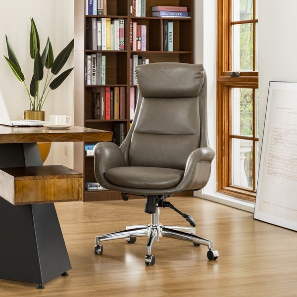 Modern Leatherette Gaslift Adjustable Swivel High Back Office Chair