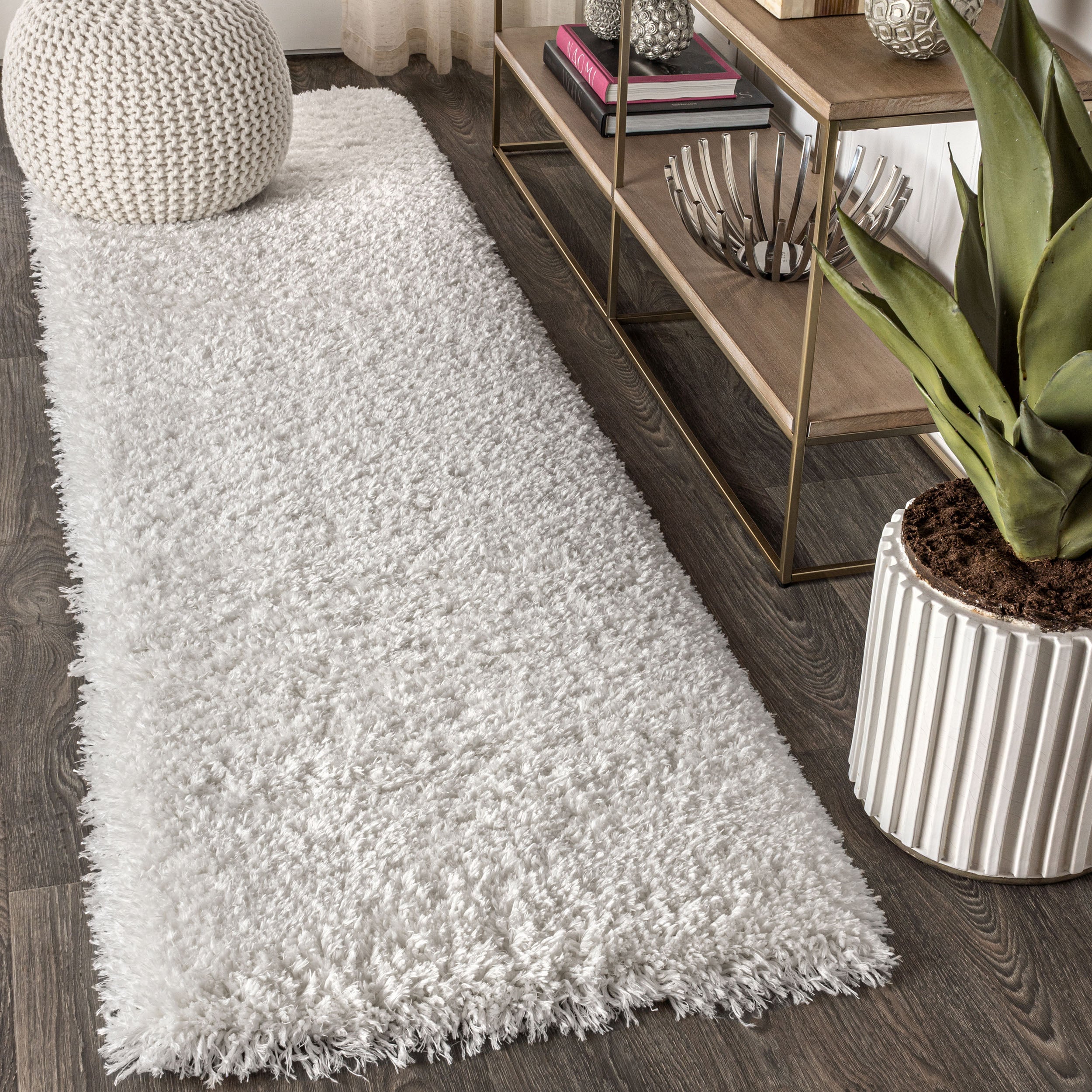 Aydin Solid Plush Shag Runner Rug