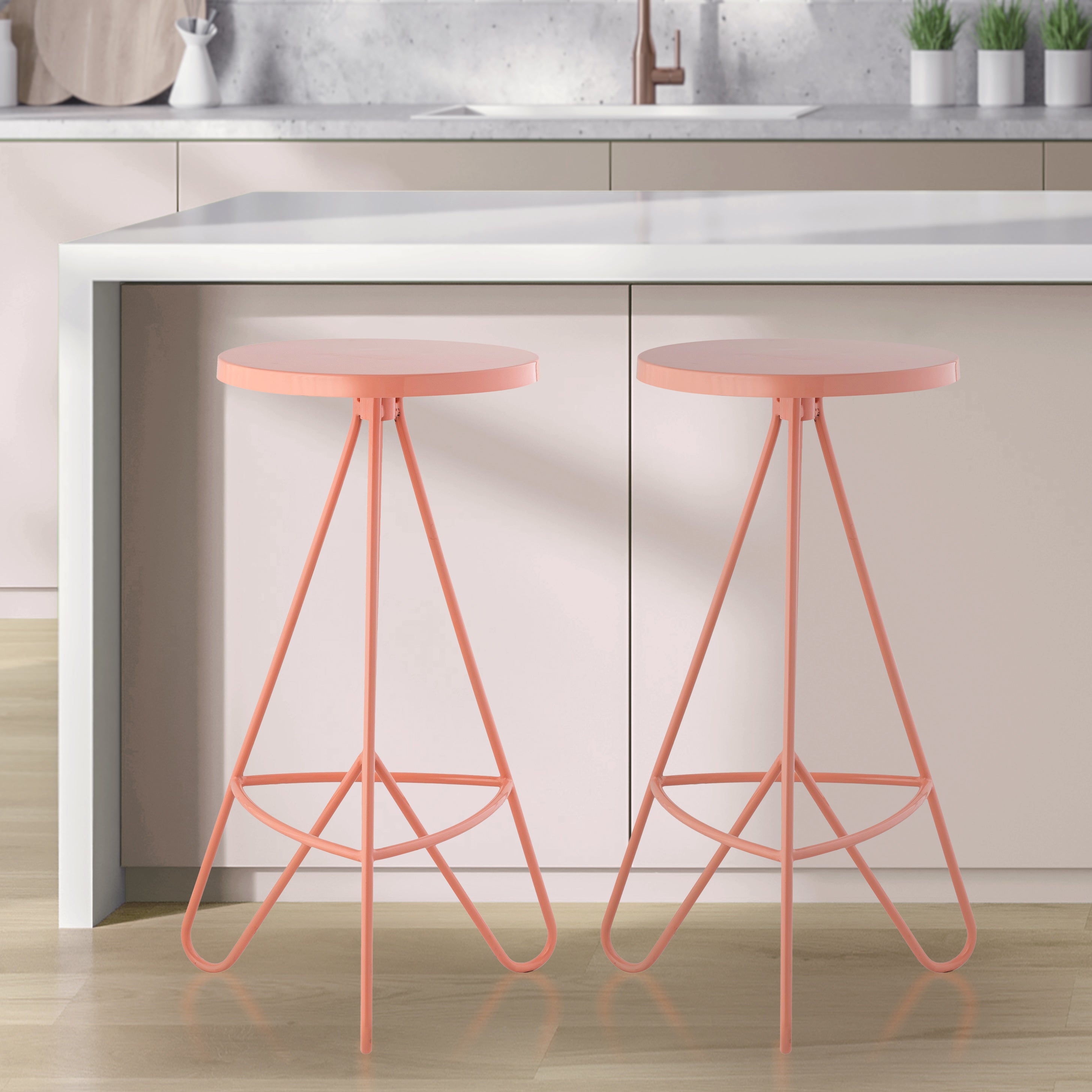 Trinity Modern Industiral Iron Tripod Backless Bar Stool