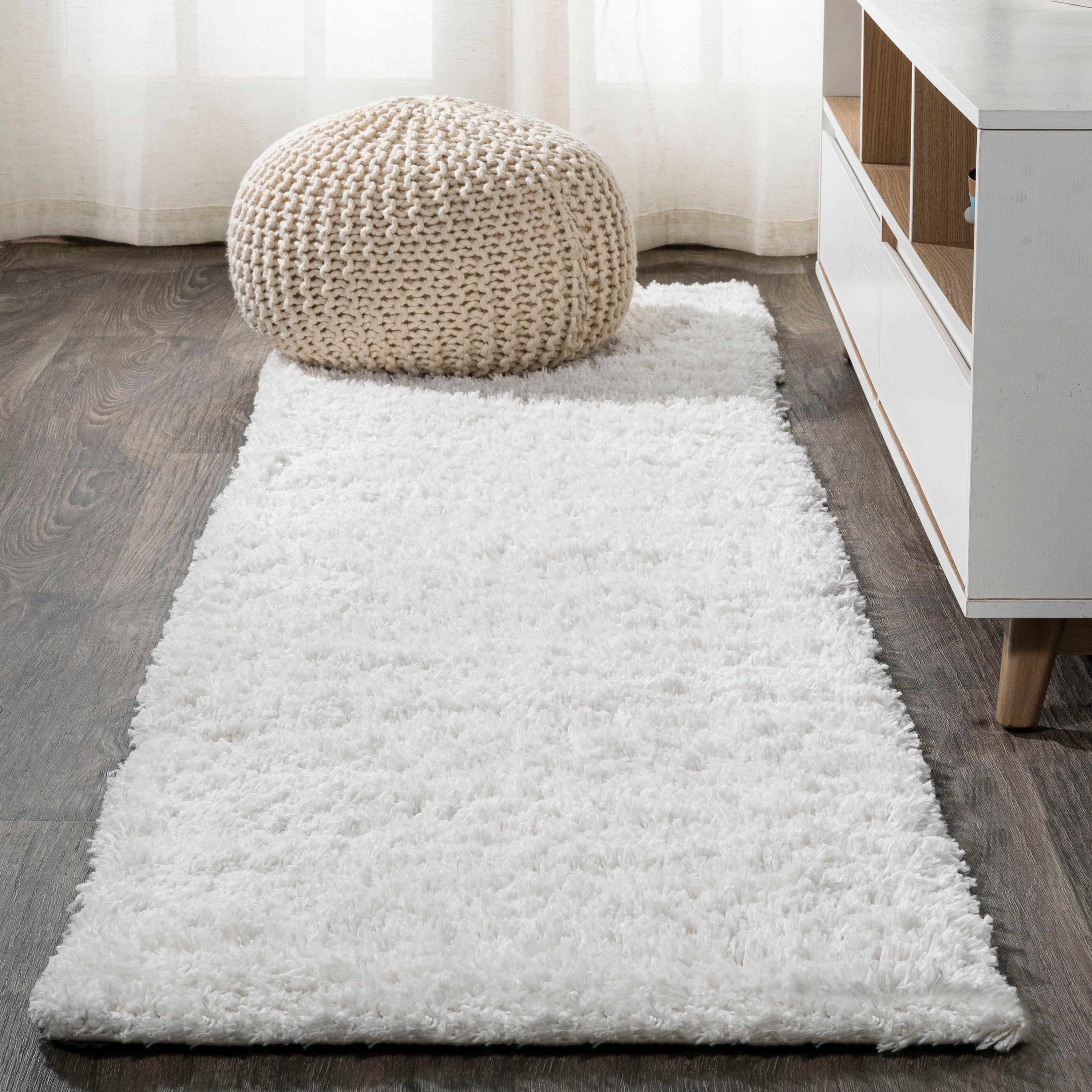 Groovy Solid Shag Runner Rug