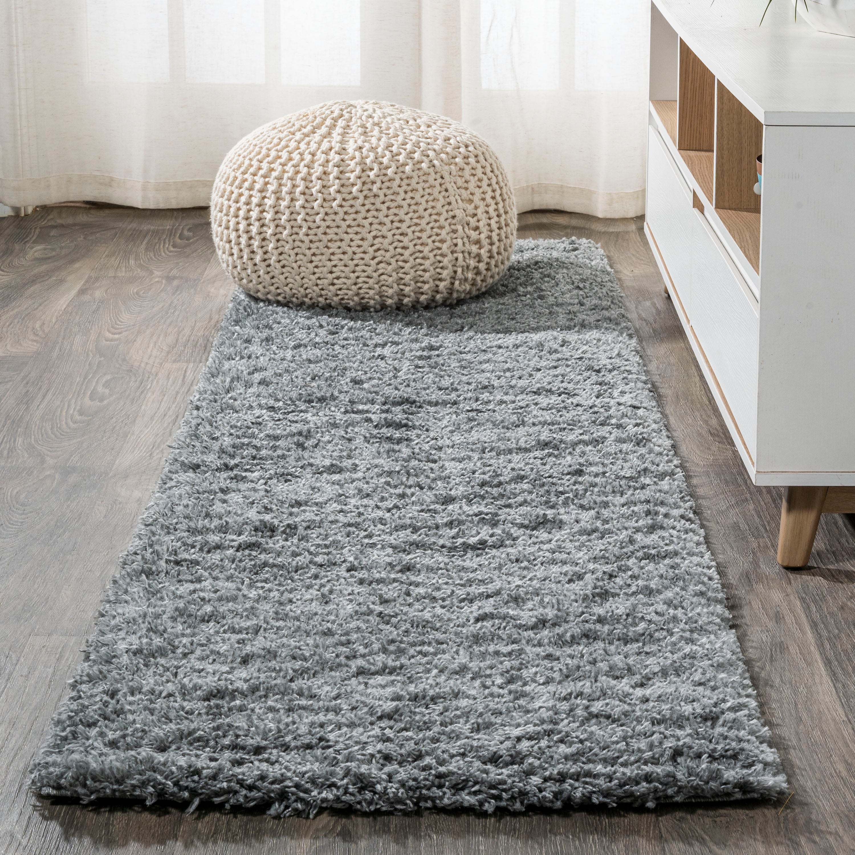 Groovy Solid Shag Runner Rug