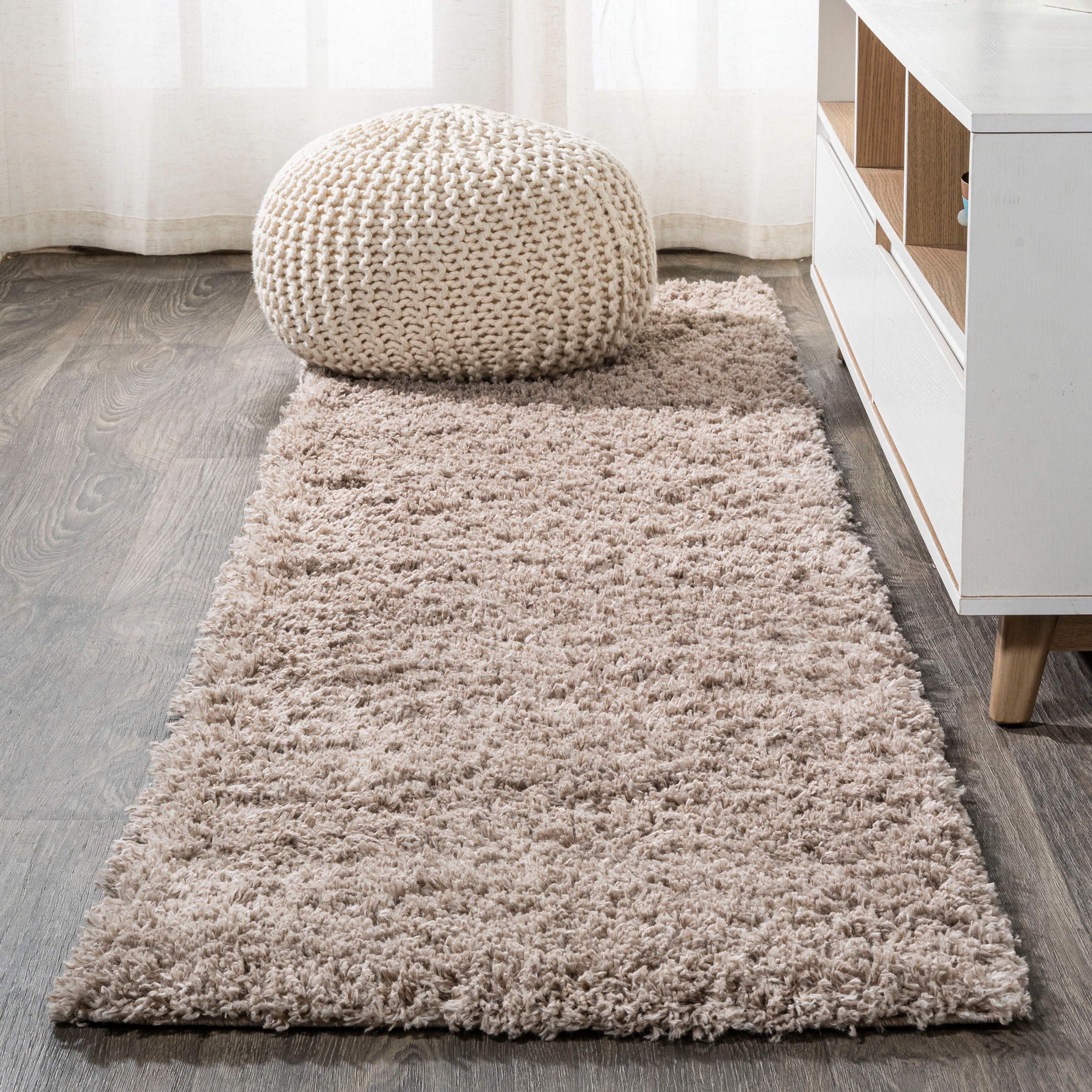 Groovy Solid Shag Runner Rug