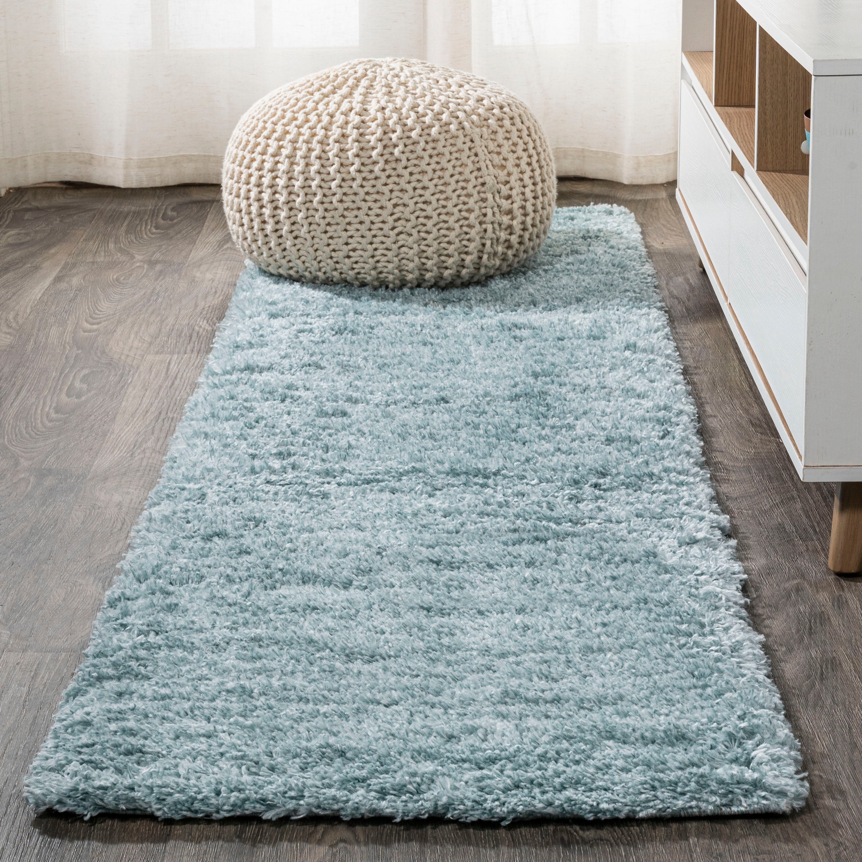 Groovy Solid Shag Runner Rug