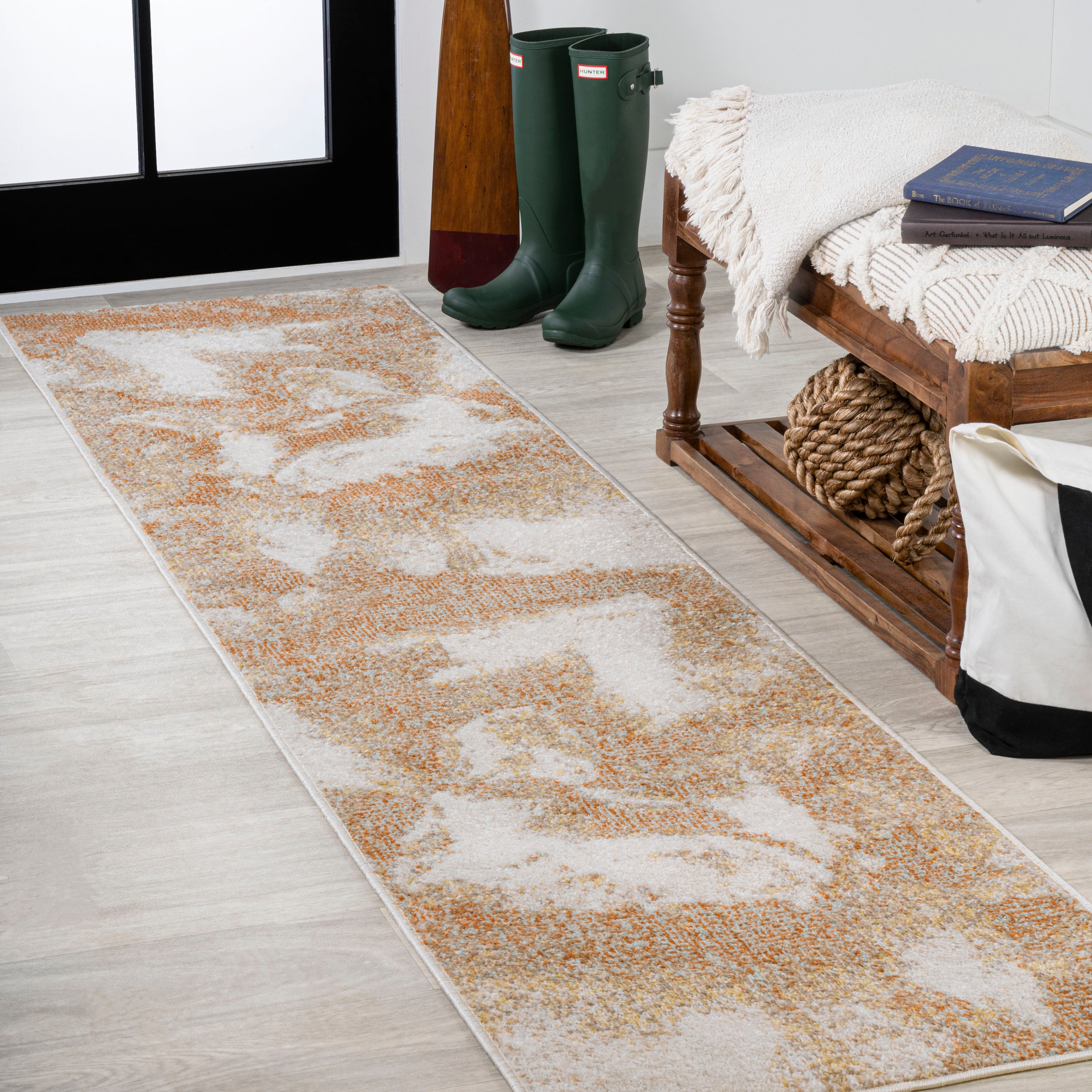 Petalo Abstract Two-Tone Modern Runner Rug