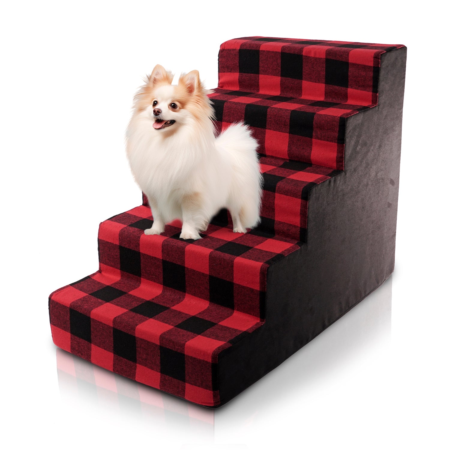 Precious Tails Plaid High Density Foam 5 Steps Pet Dog Stairs