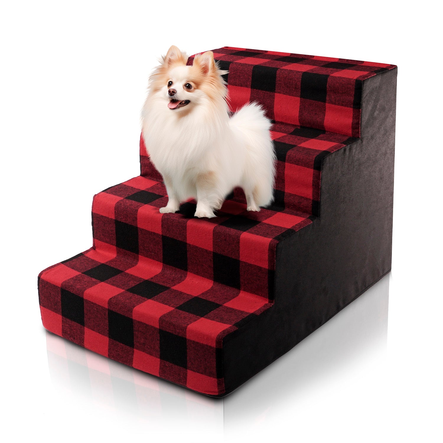 Precious Tails Plaid High Density Foam 4 Steps Pet Dog Stairs