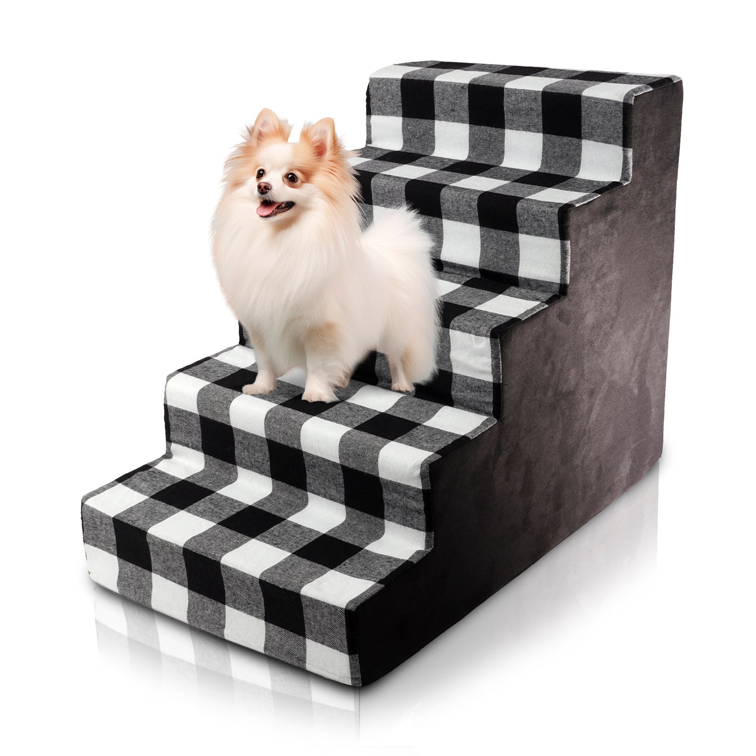 Precious Tails Plaid High Density Foam 5 Steps Pet Dog Stairs