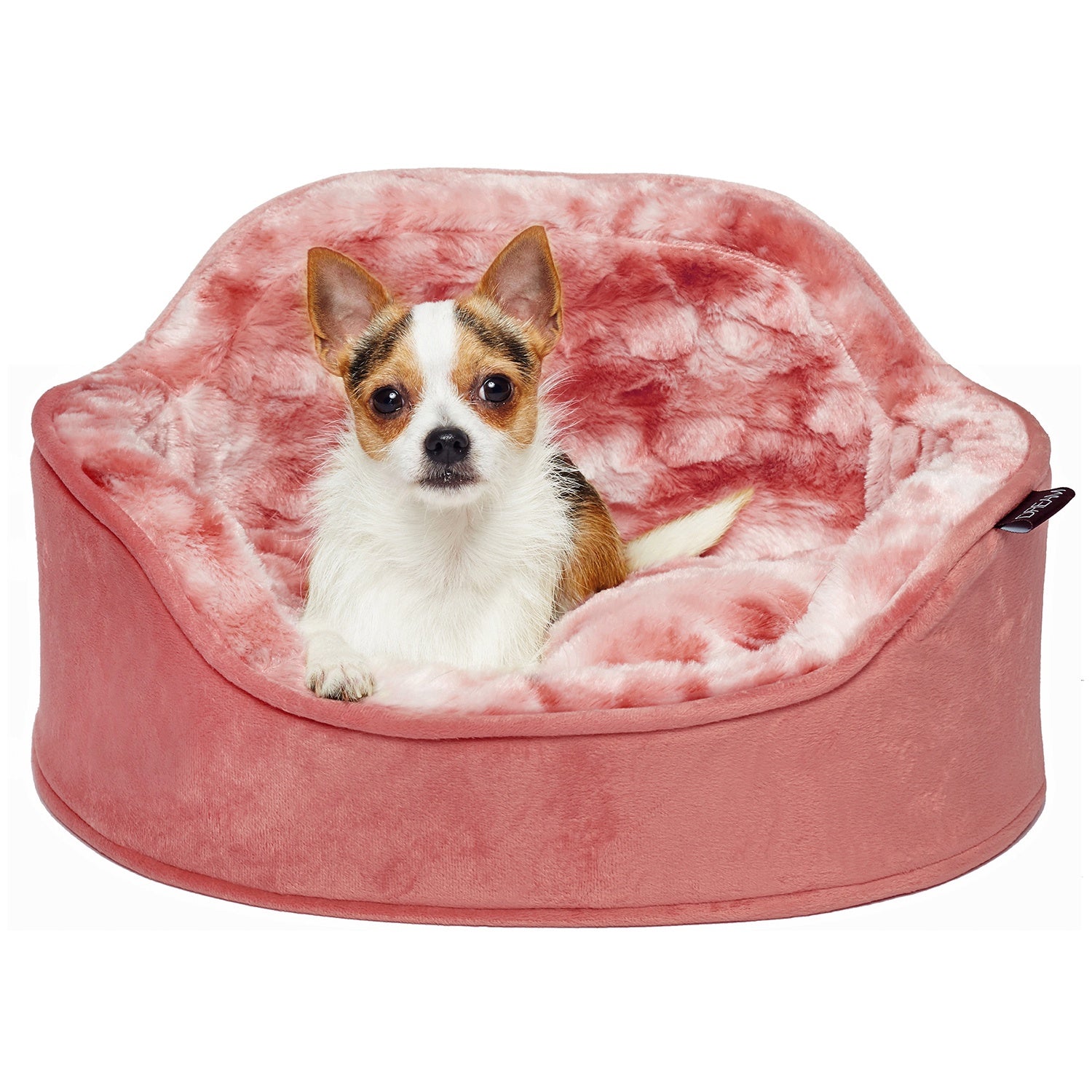 Details Princess Faux Fur Pet Bed, Plush Bolster  Sofa Bed for Small Dogs and Cats