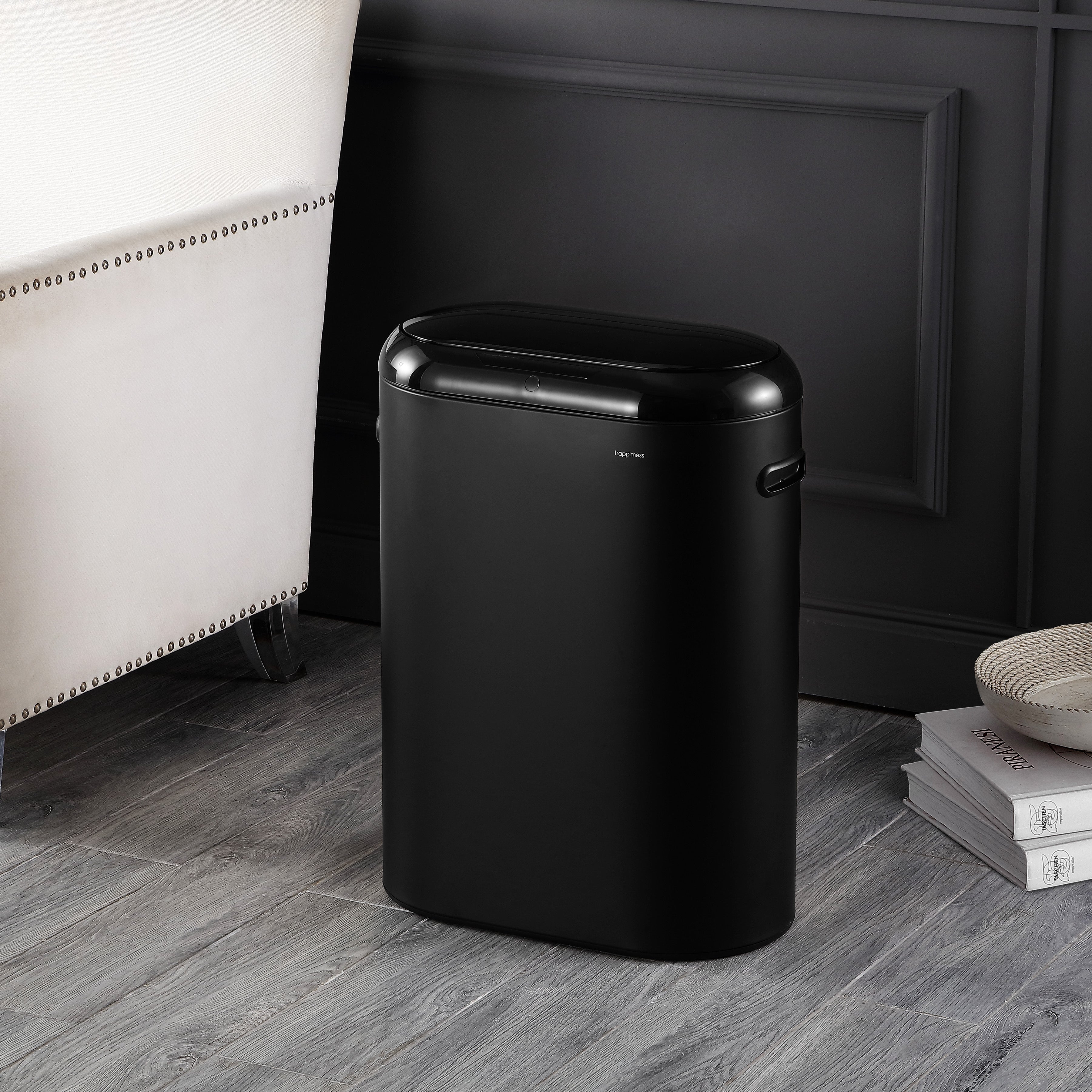 Robo Kitchen Slim Oval Motion Sensor Touchless Trash Can with Touch Mode