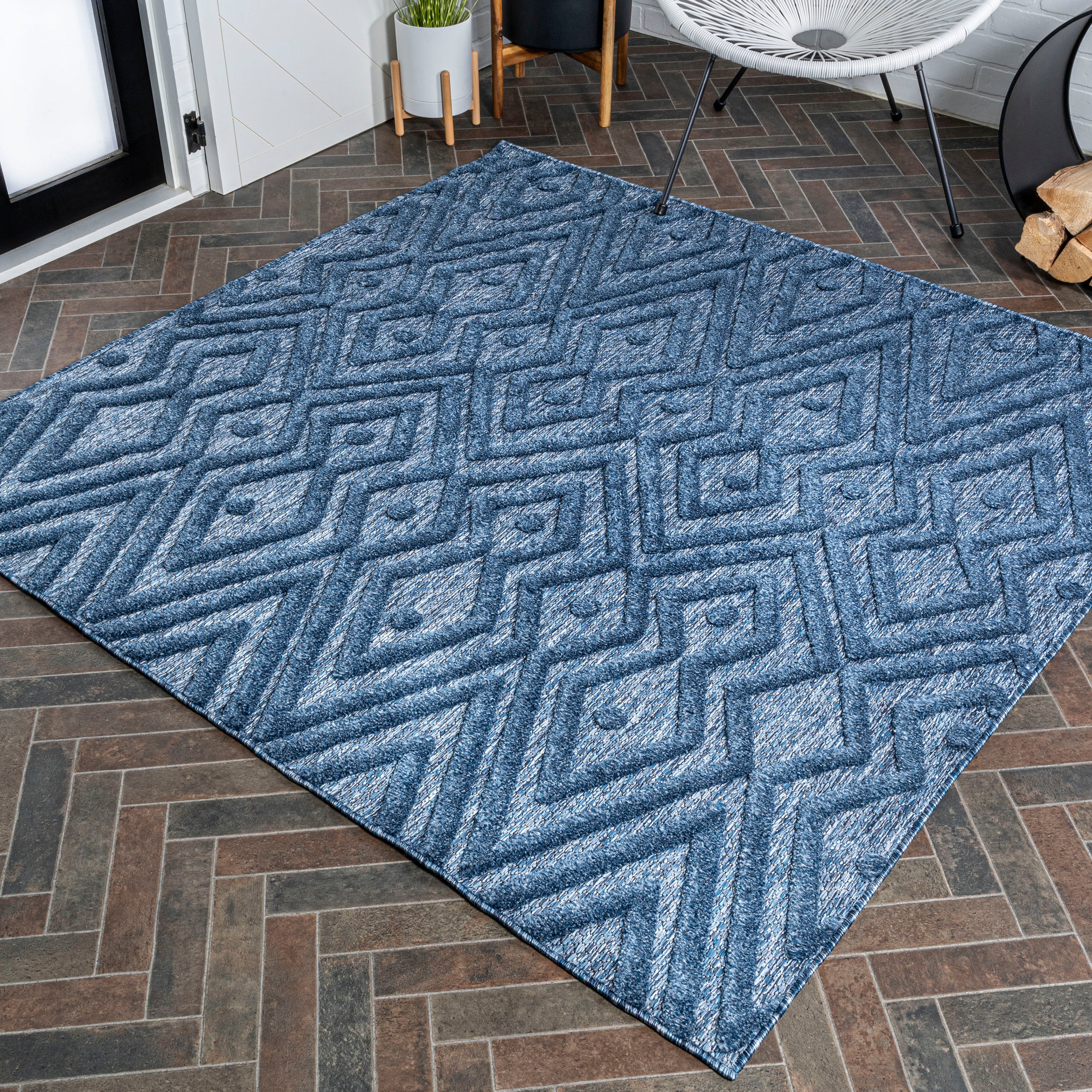 Balansat Moroccan Diamond Square Indoor/Outdoor Area Rug