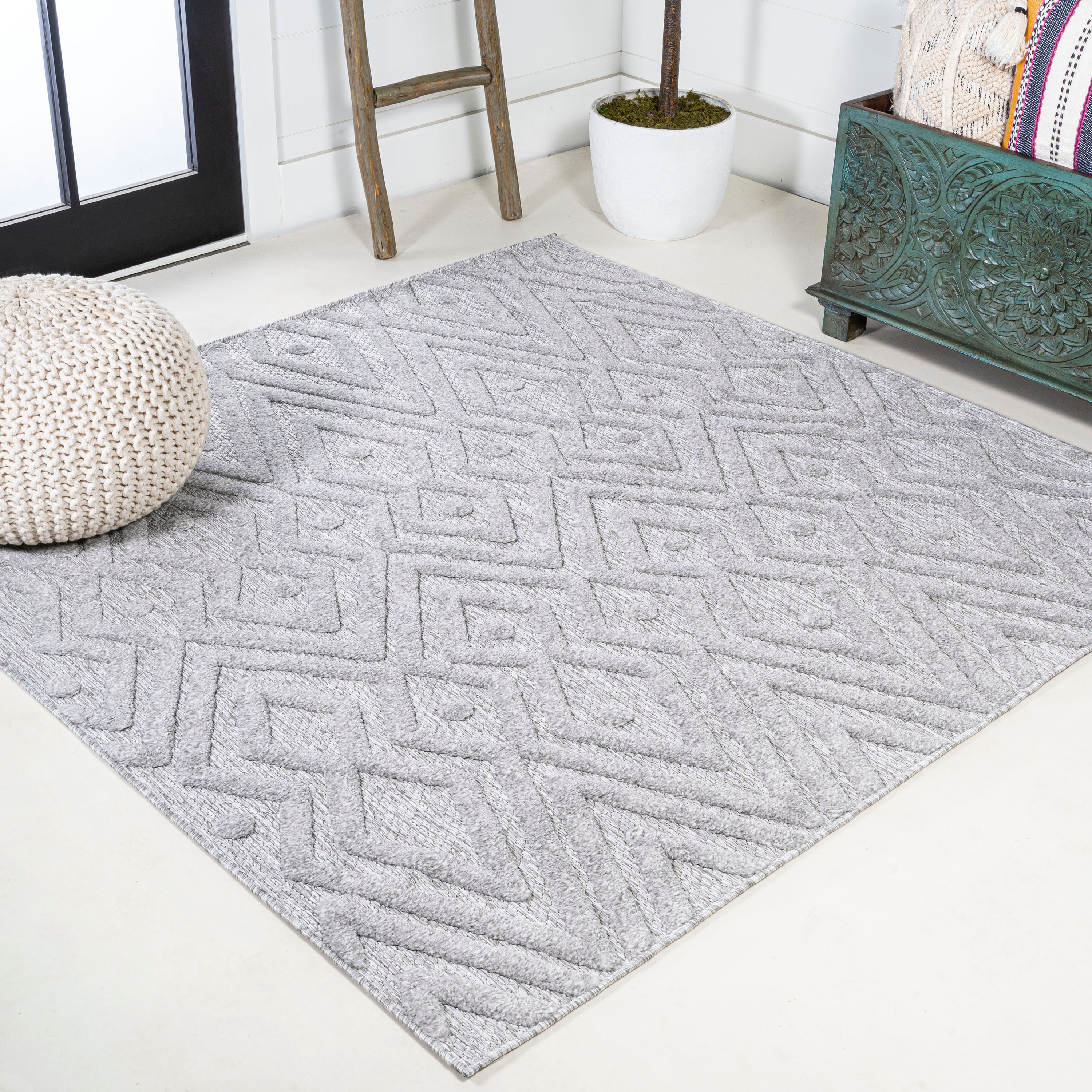 Balansat Moroccan Diamond Square Indoor/Outdoor Area Rug