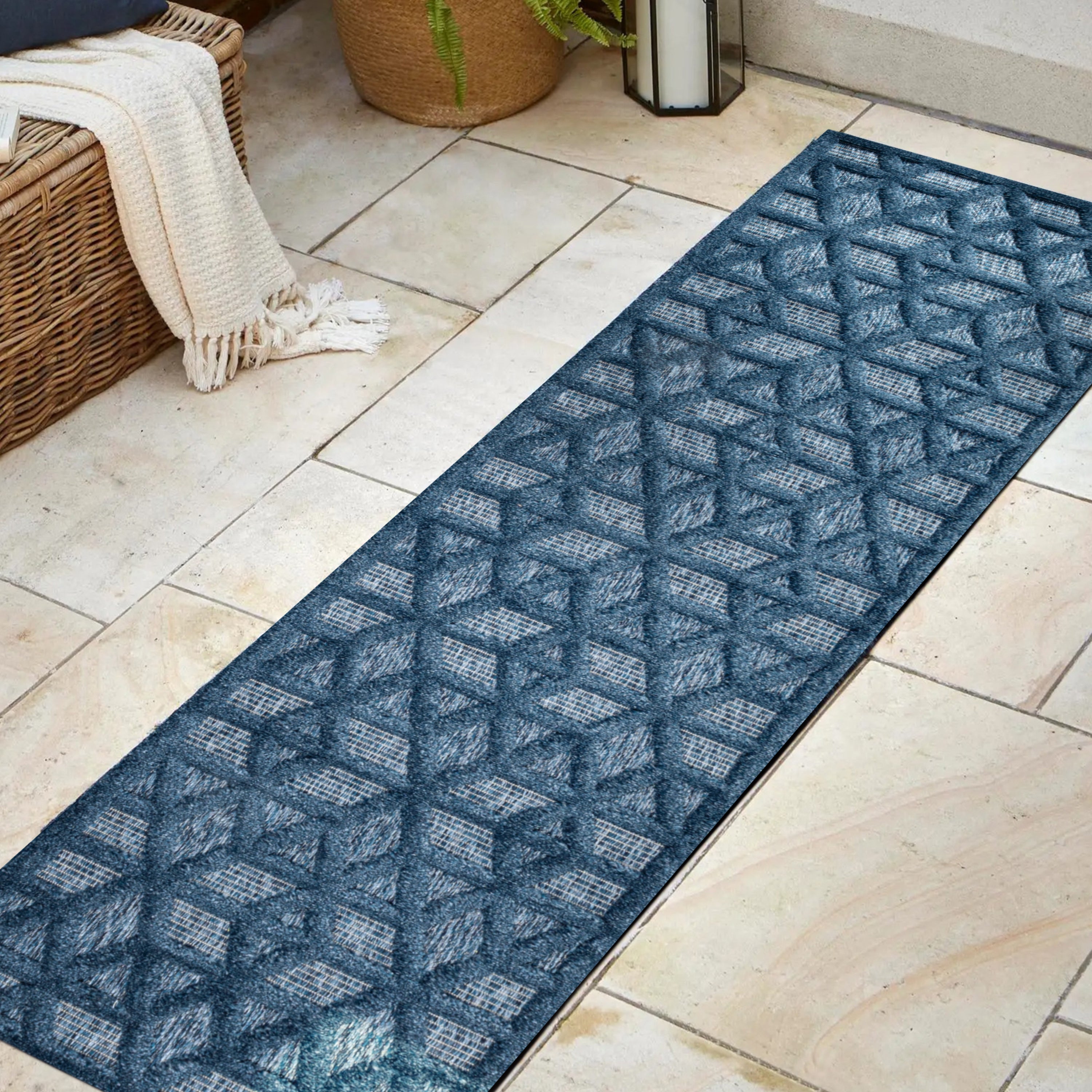 Talaia Neutral Geometric Indoor/Outdoor Runner Rug