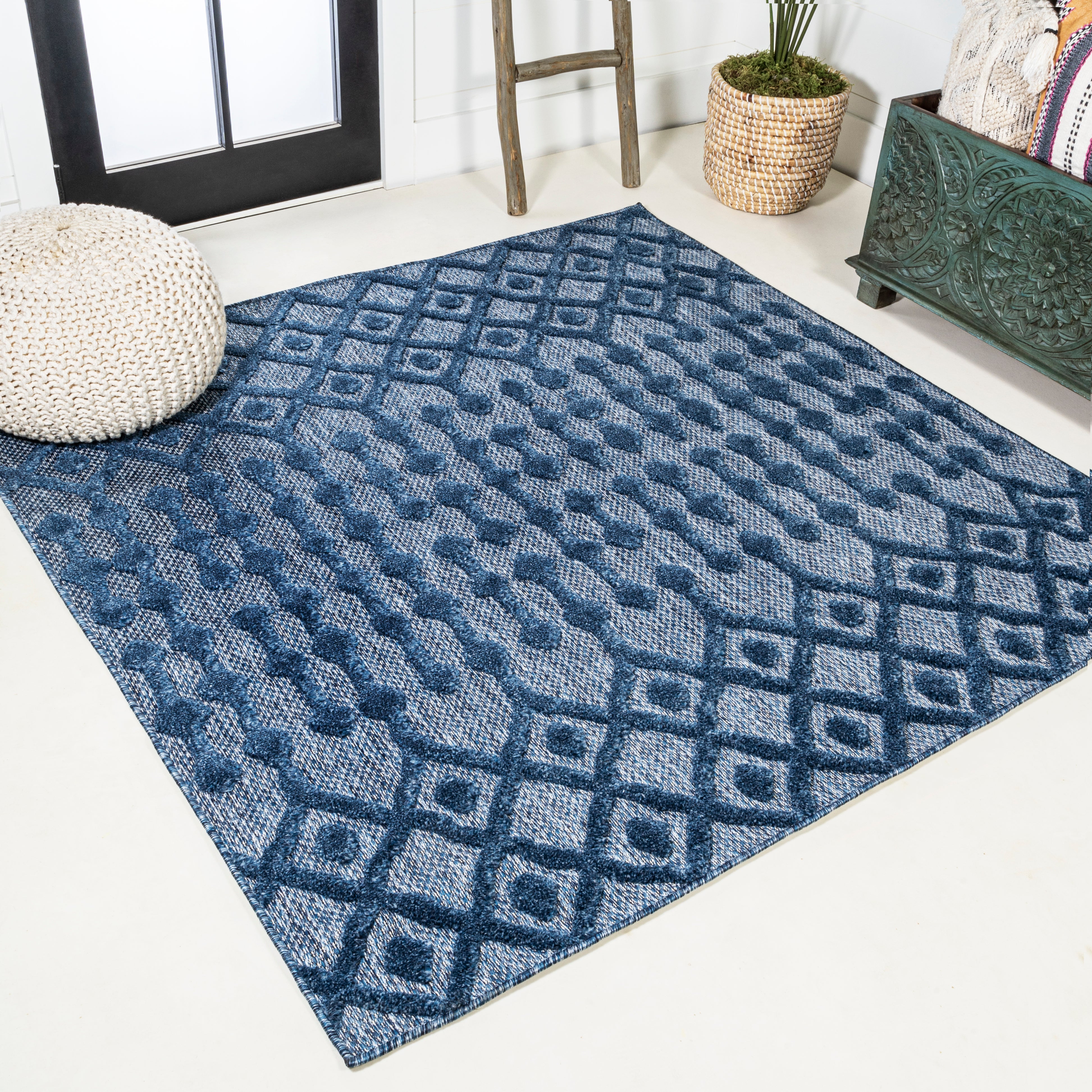 Peralta Moroccan Diamond Square Indoor/Outdoor Area Rug