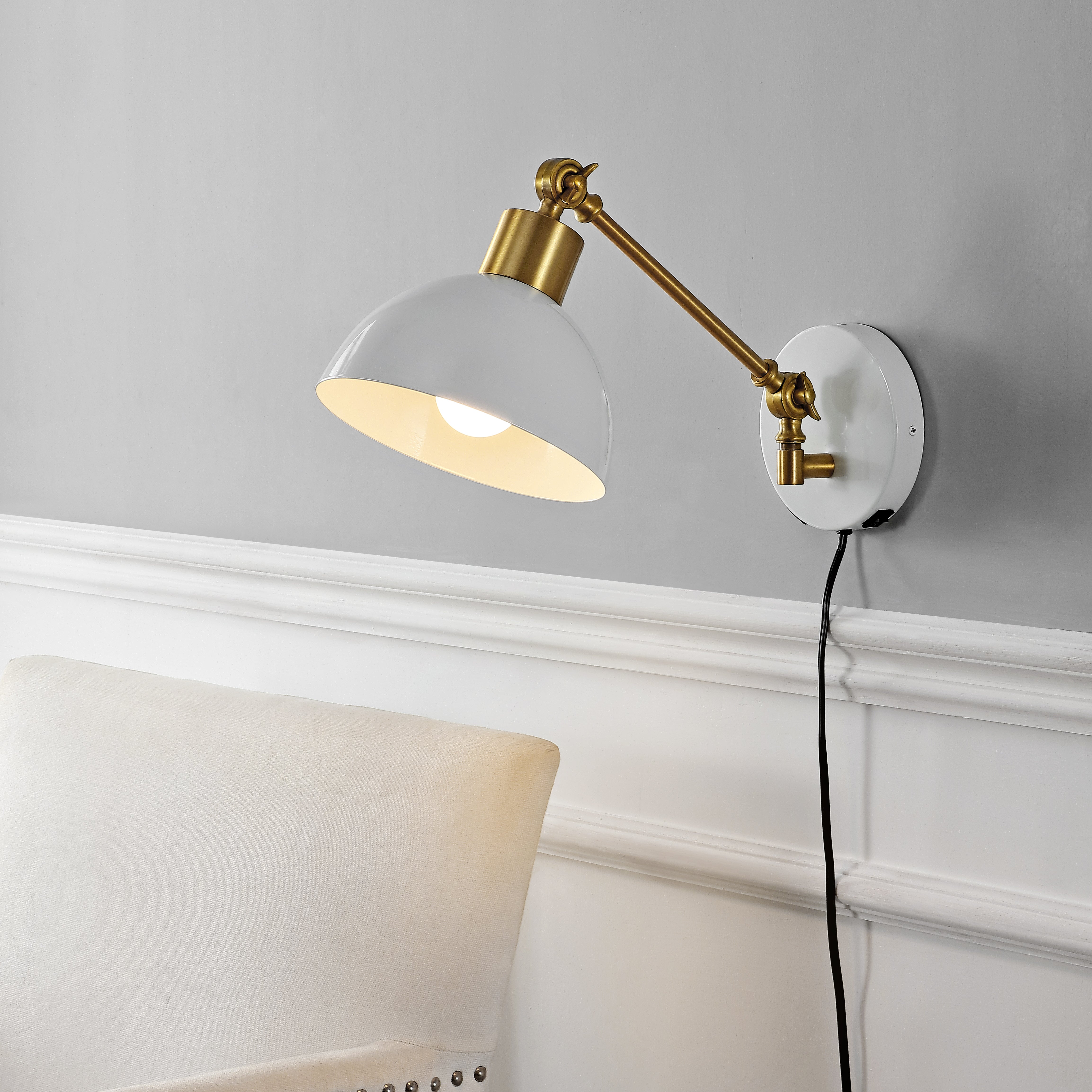 Lisa Swing Arm 1-Light Modern Midcentury Iron USB Charging Port LED Sconce