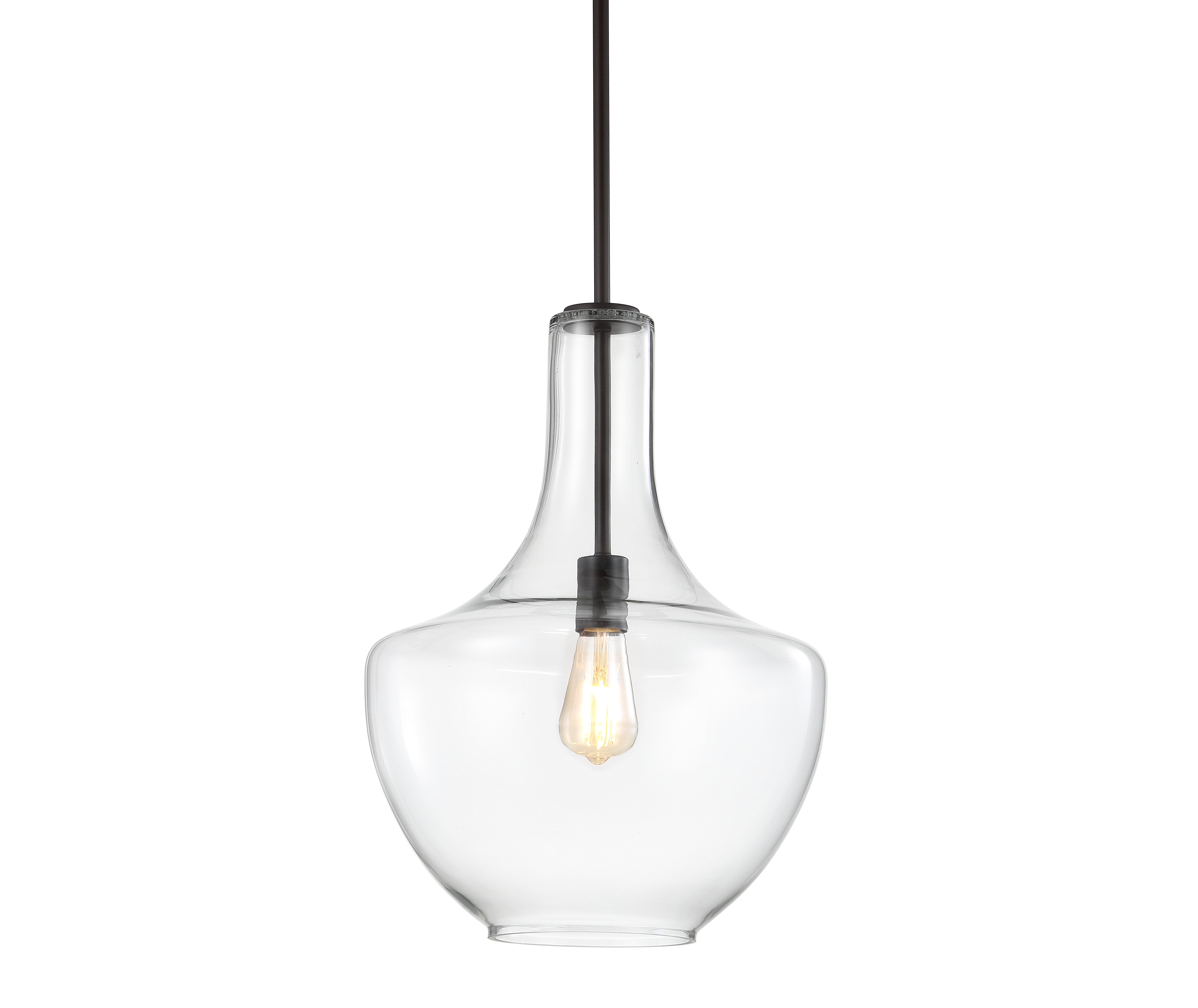 Watts 1-Light Mid-Century Modern Iron/Glass LED Pendant