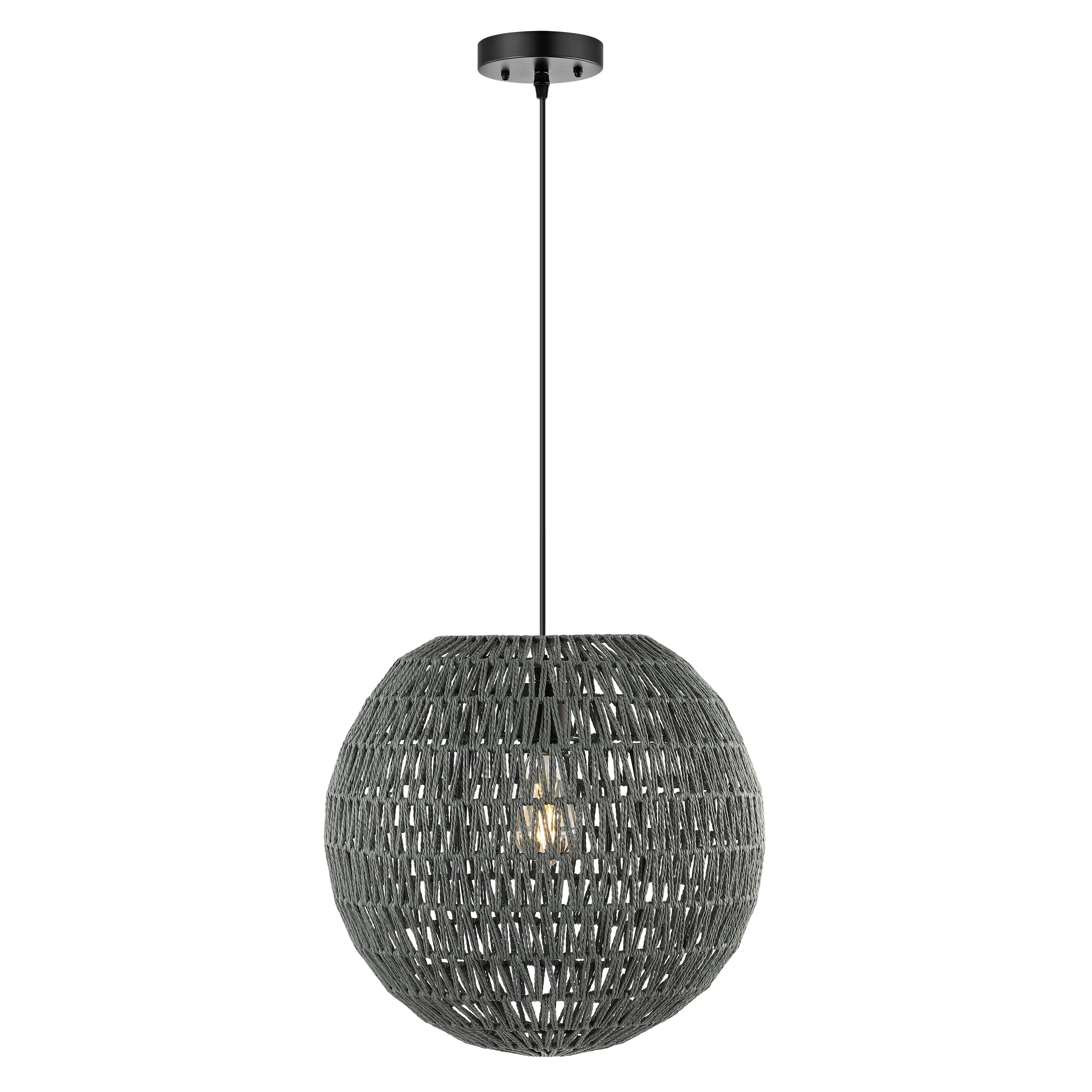 Luna 1-Light Bohemian Modern Woven Rattan/Iron LED Pendant