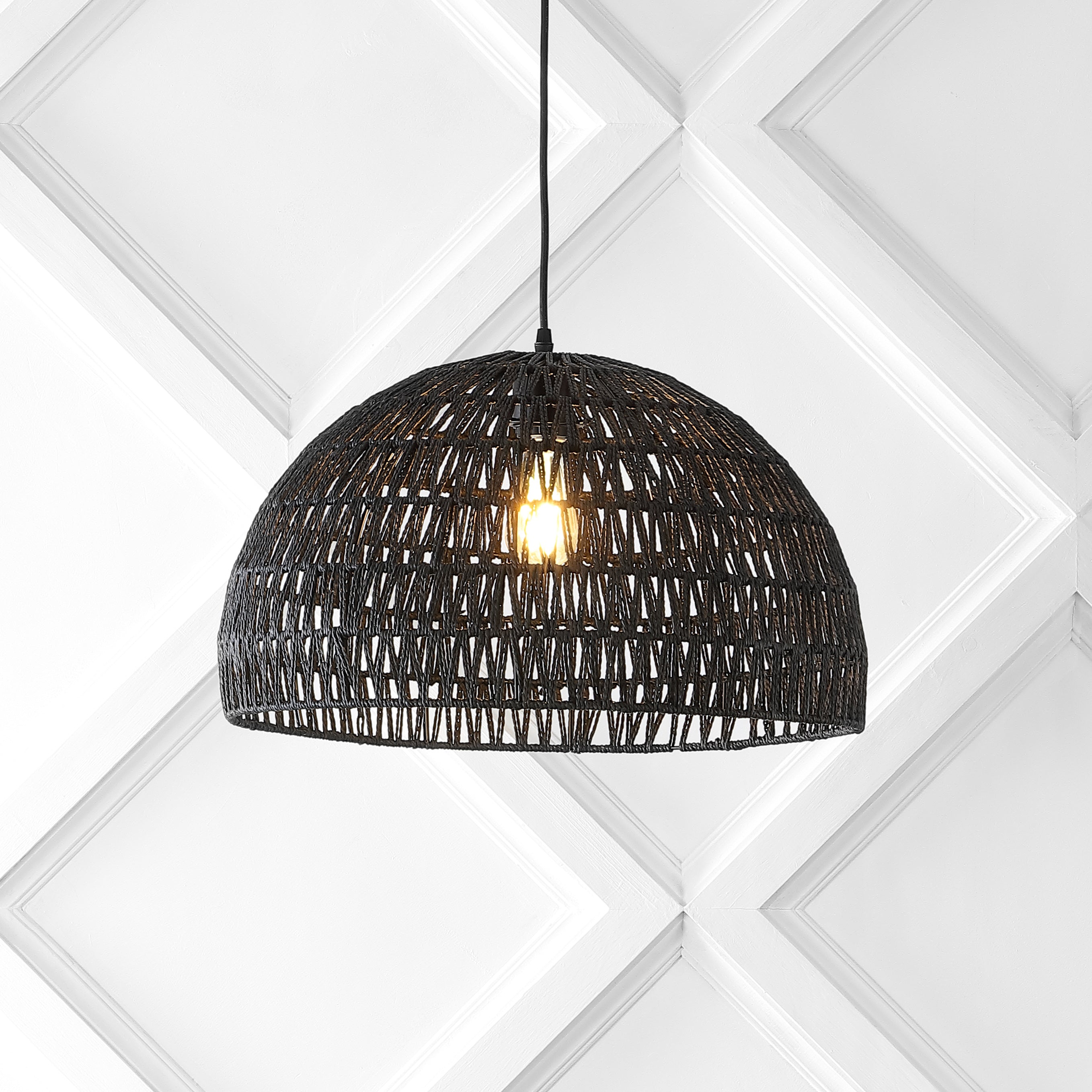 Campana 1-Light Bohemian Modern Woven Rope/Iron LED Pendant