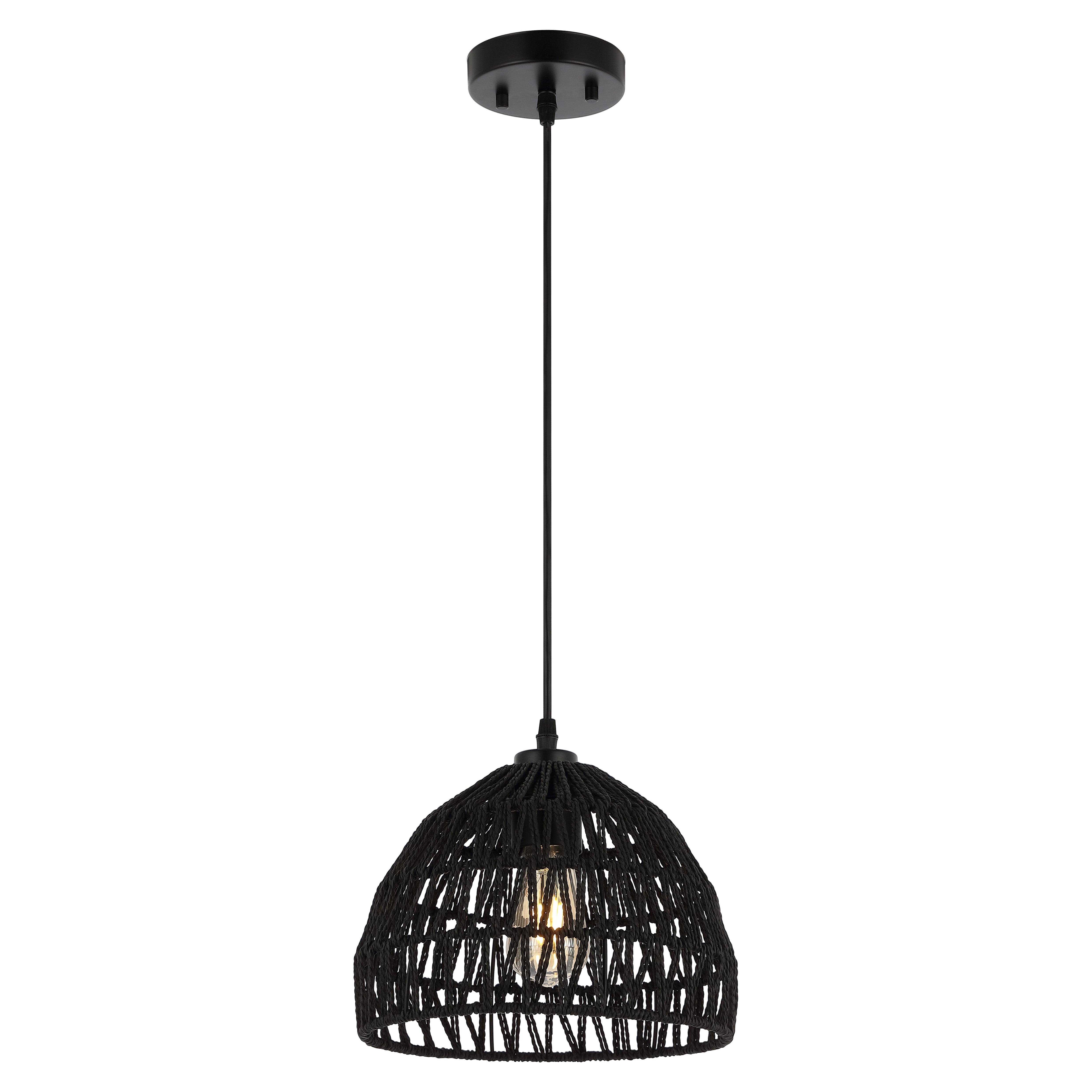 Campana 1-Light Bohemian Modern Woven Rope/Iron LED Pendant