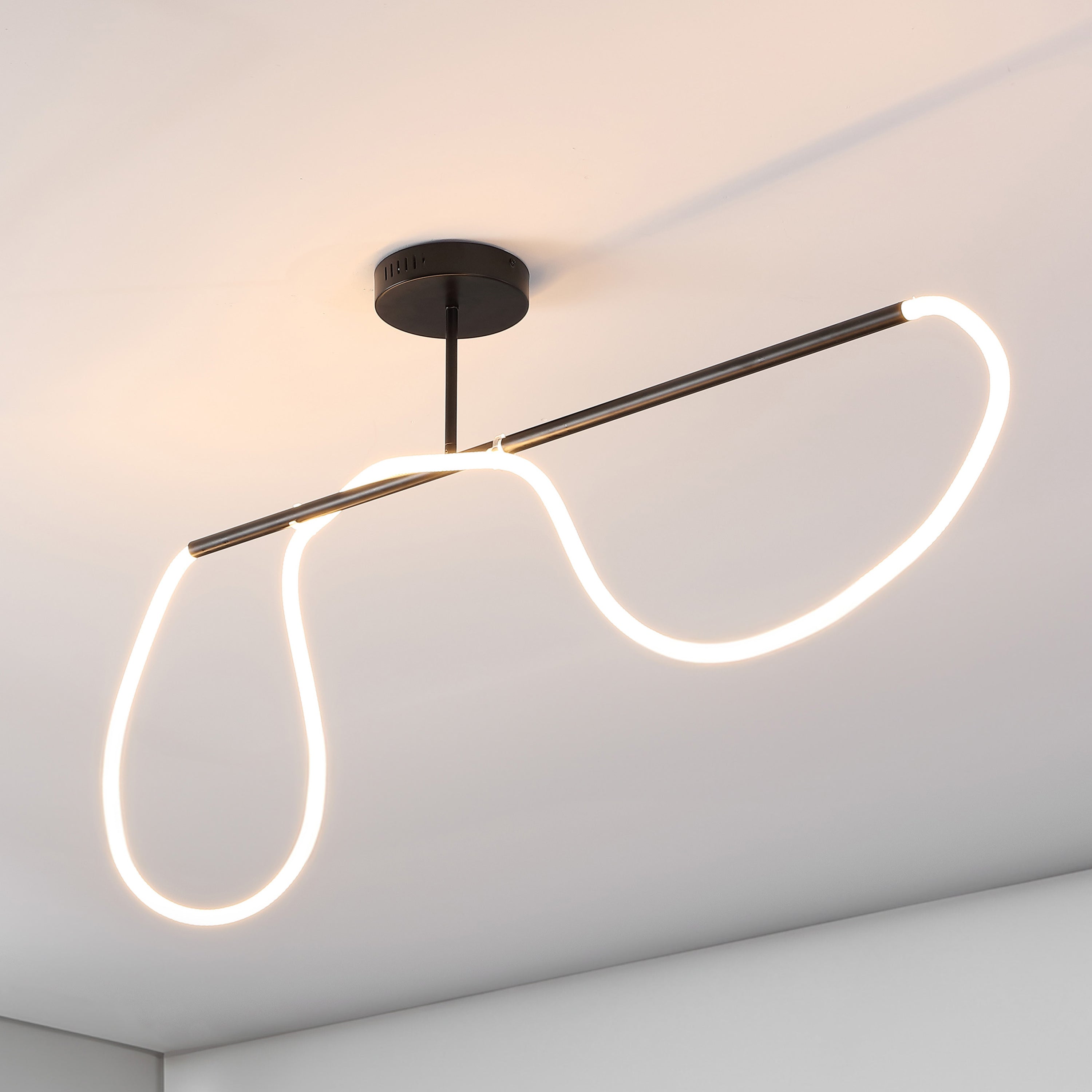 Alessio Contemporary Minimalist 360 Adjustable Silicone Neon Rope Dimmable Linear Integrated LED Flush Mount