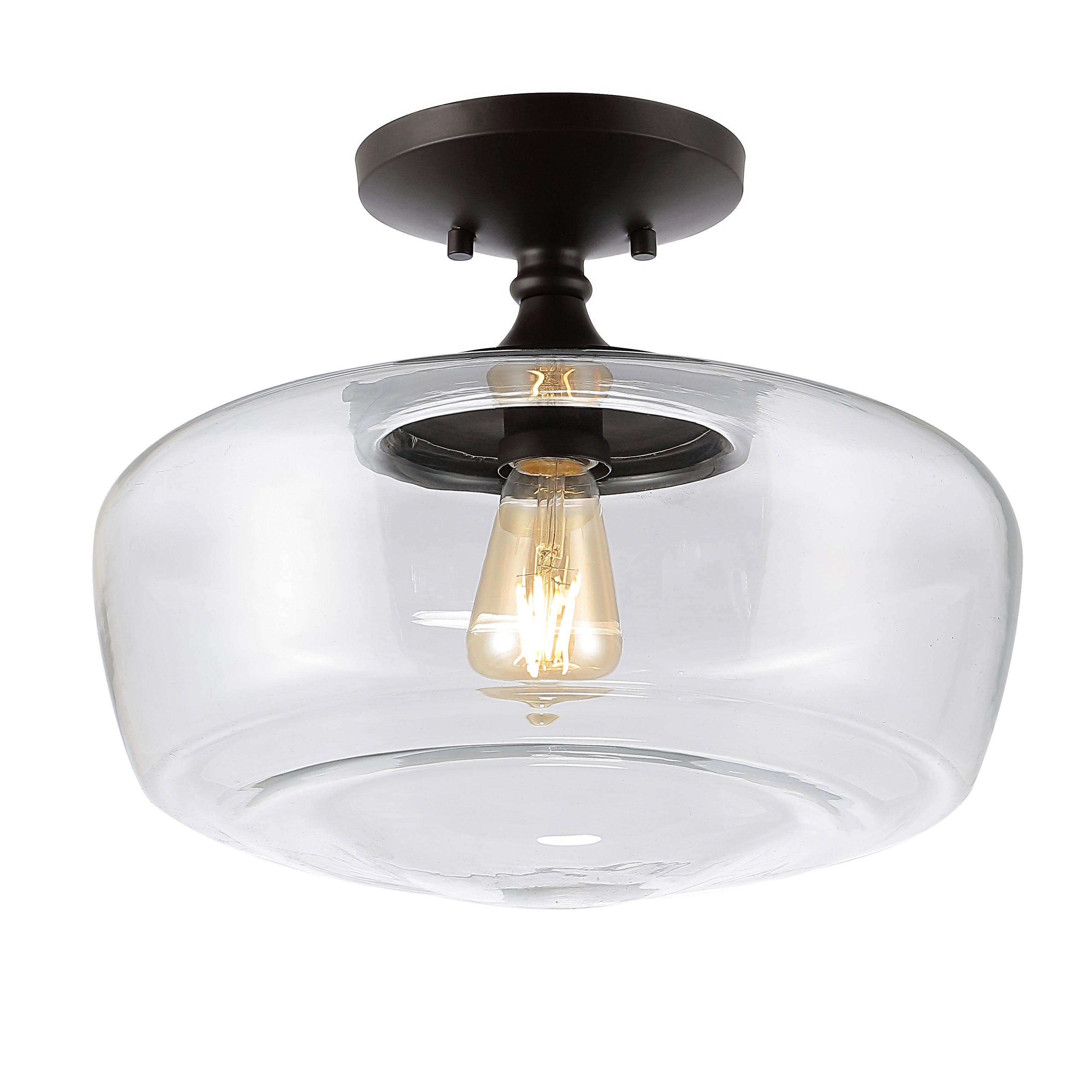 Marfa Glass/Iron Farmhouse Modern LED Flush Mount