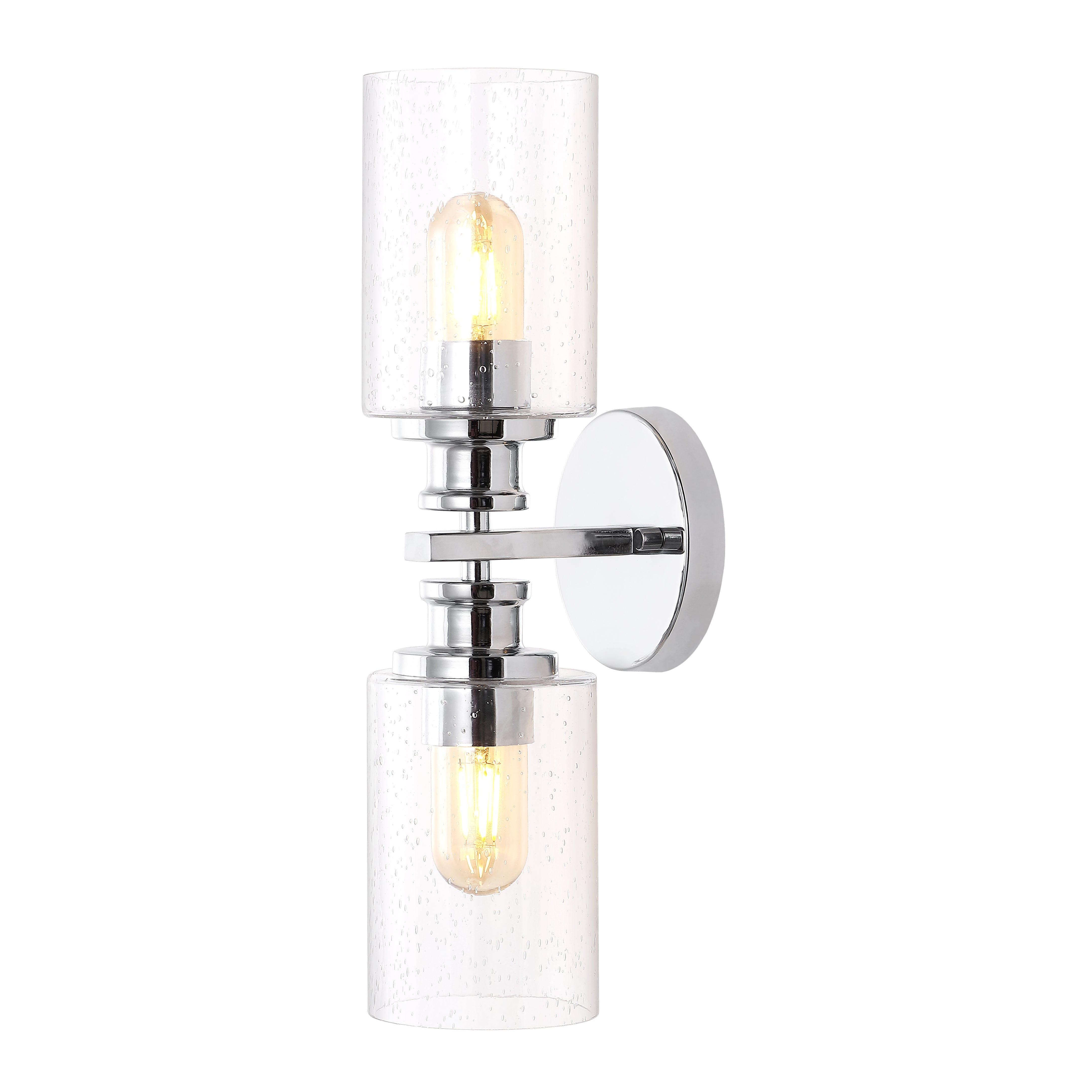 Jules Cylinder 2-Light Iron/Seeded Glass Farmhouse Contemporary LED Wall Sconce