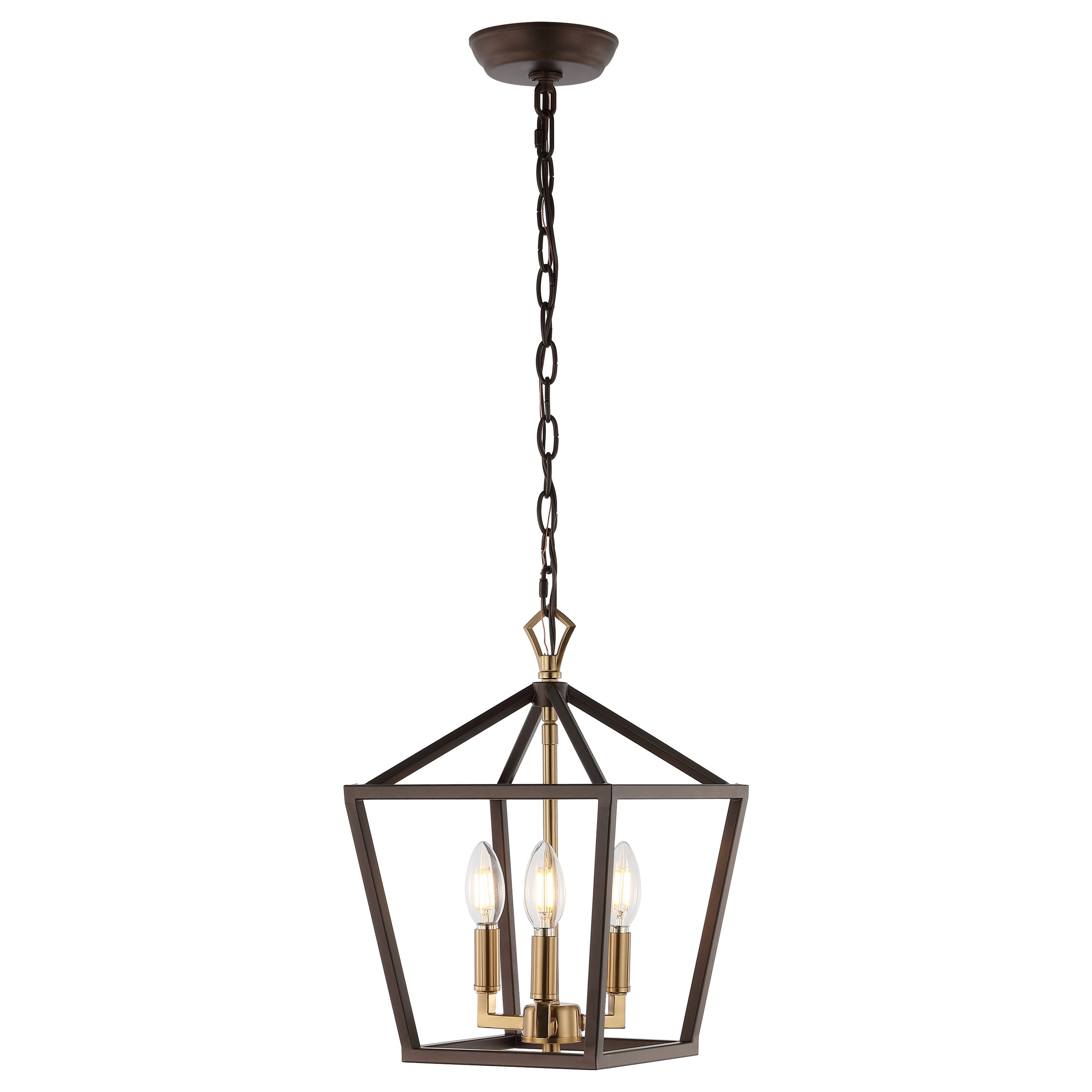 Ojai 3-Light Iron Classic Modern Pagoda LED Pendant Lantern