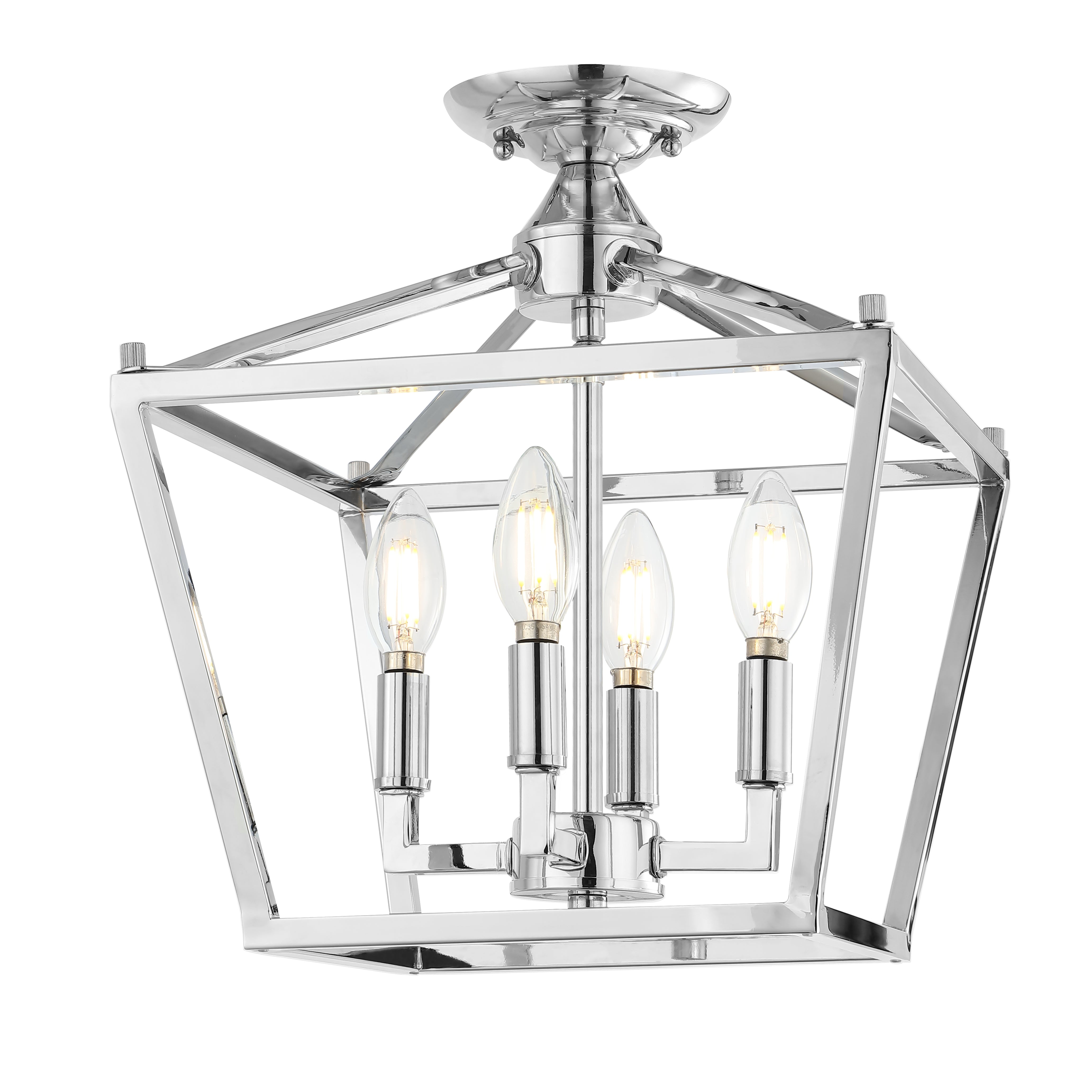 Plains 4-Light Iron Modern Farmhouse Pagoda LED Semi Flush Mount Lantern