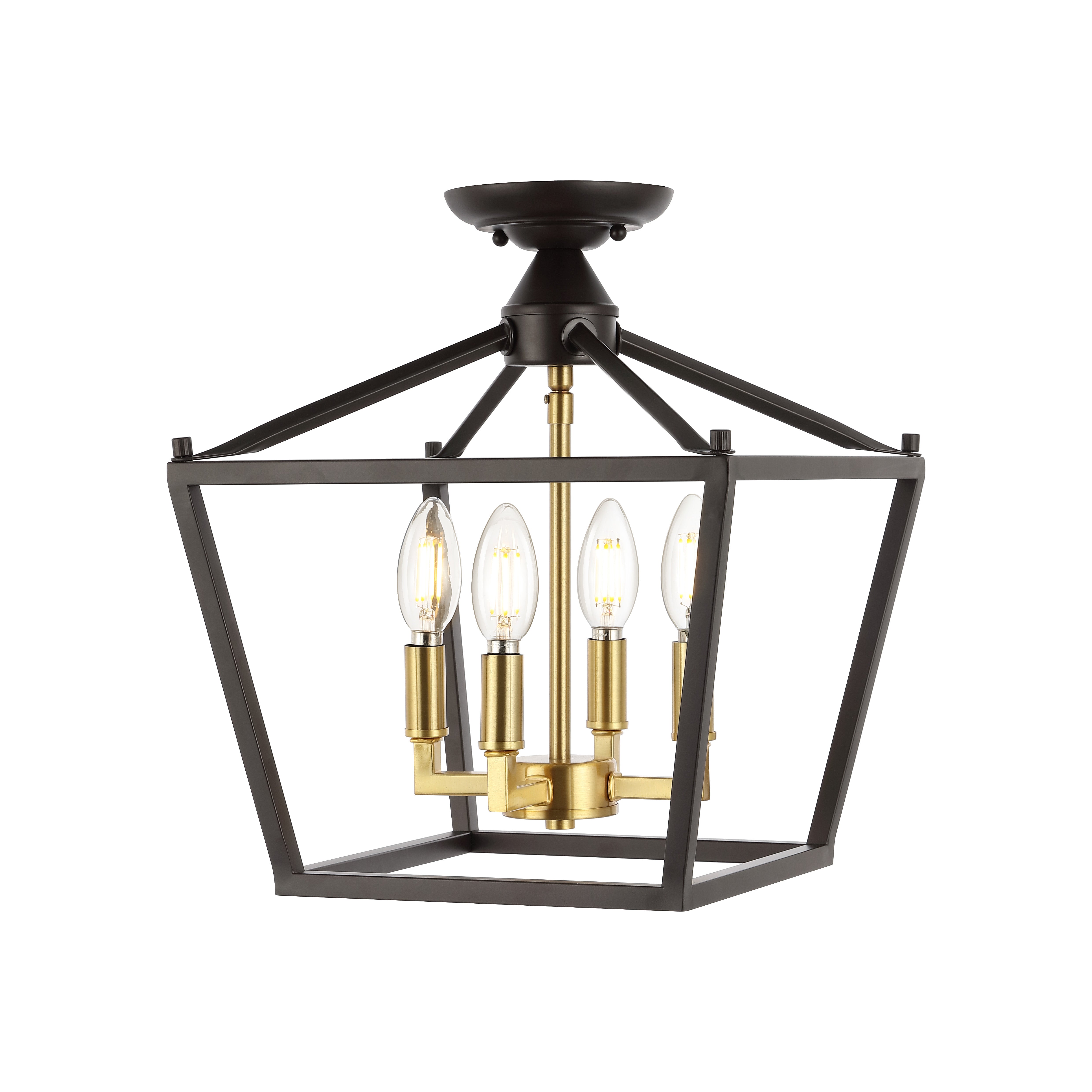 Plains 4-Light Iron Modern Farmhouse Pagoda LED Semi Flush Mount Lantern