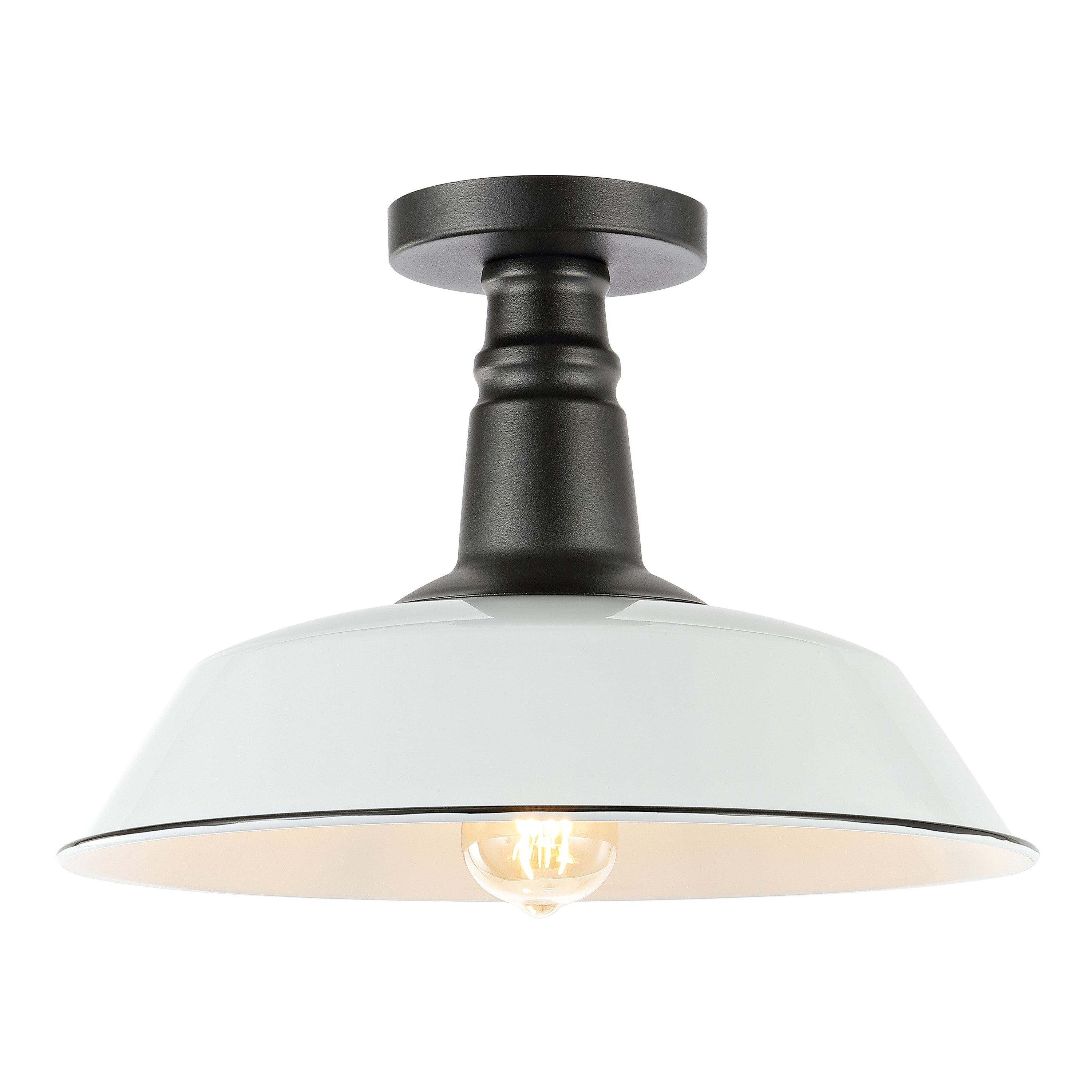 Camila 1-Light Classic Industrial Indoor/Outdoor Iron LED Semi Flush Mount