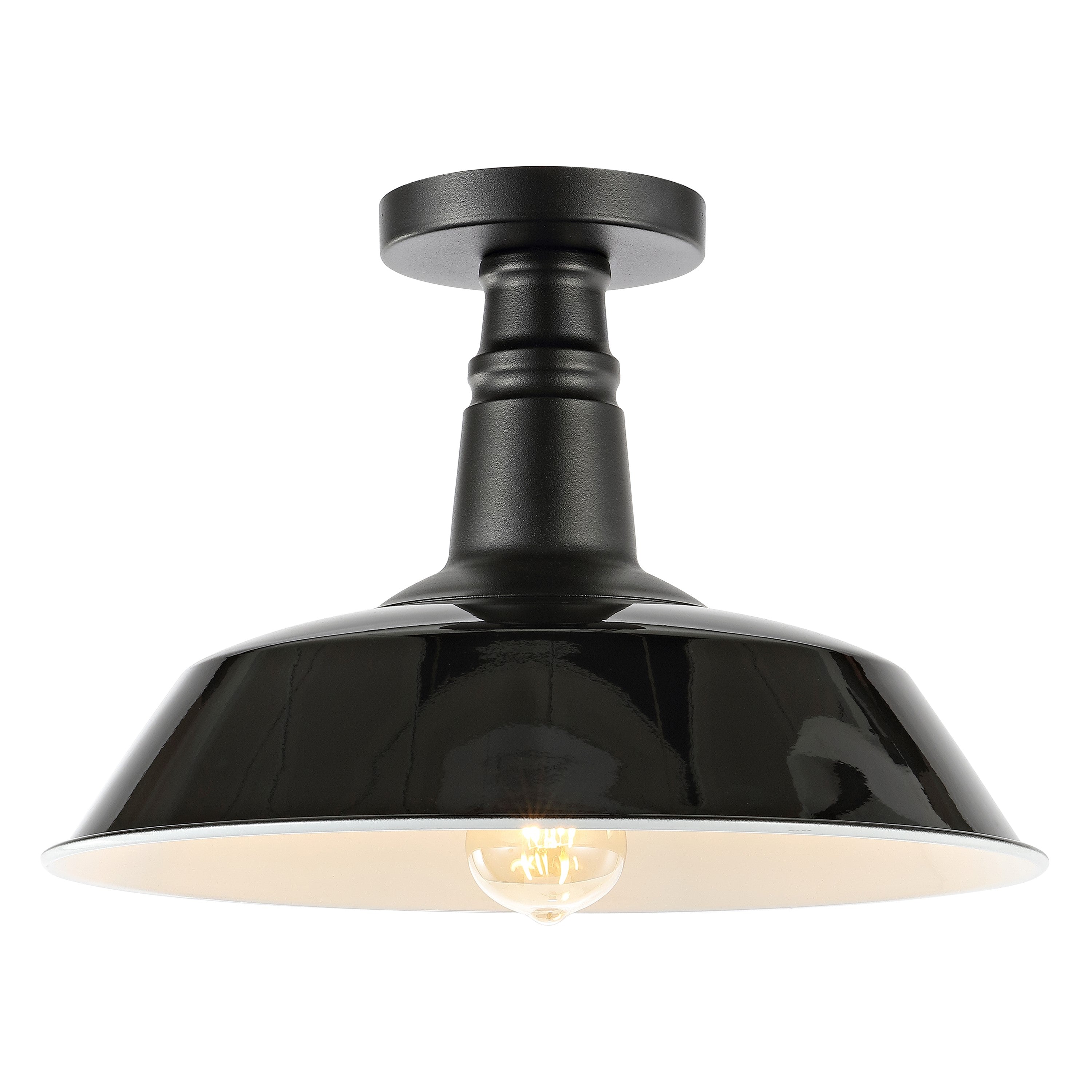 Camila 1-Light Classic Industrial Indoor/Outdoor Iron LED Semi Flush Mount