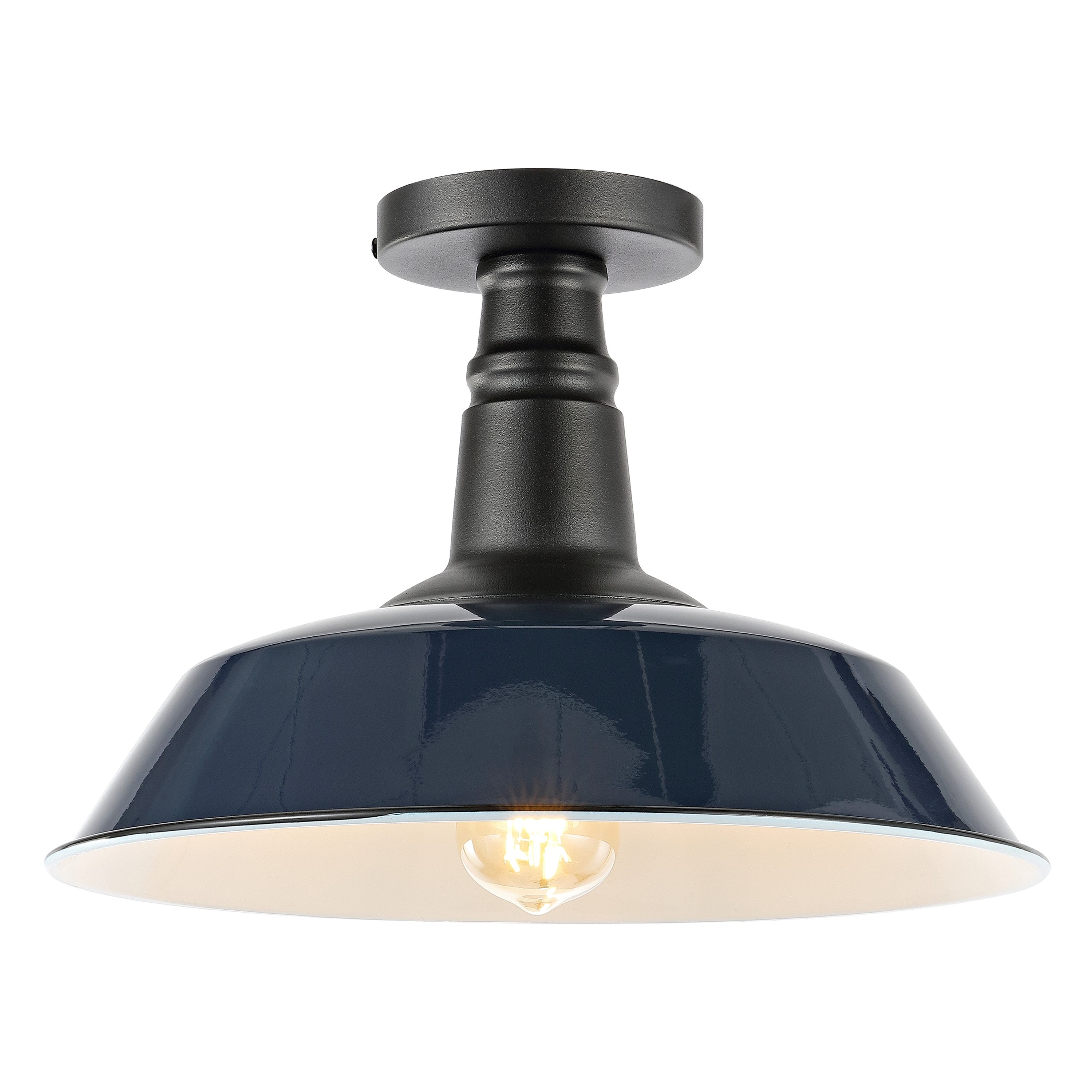 Camila 1-Light Classic Industrial Indoor/Outdoor Iron LED Semi Flush Mount