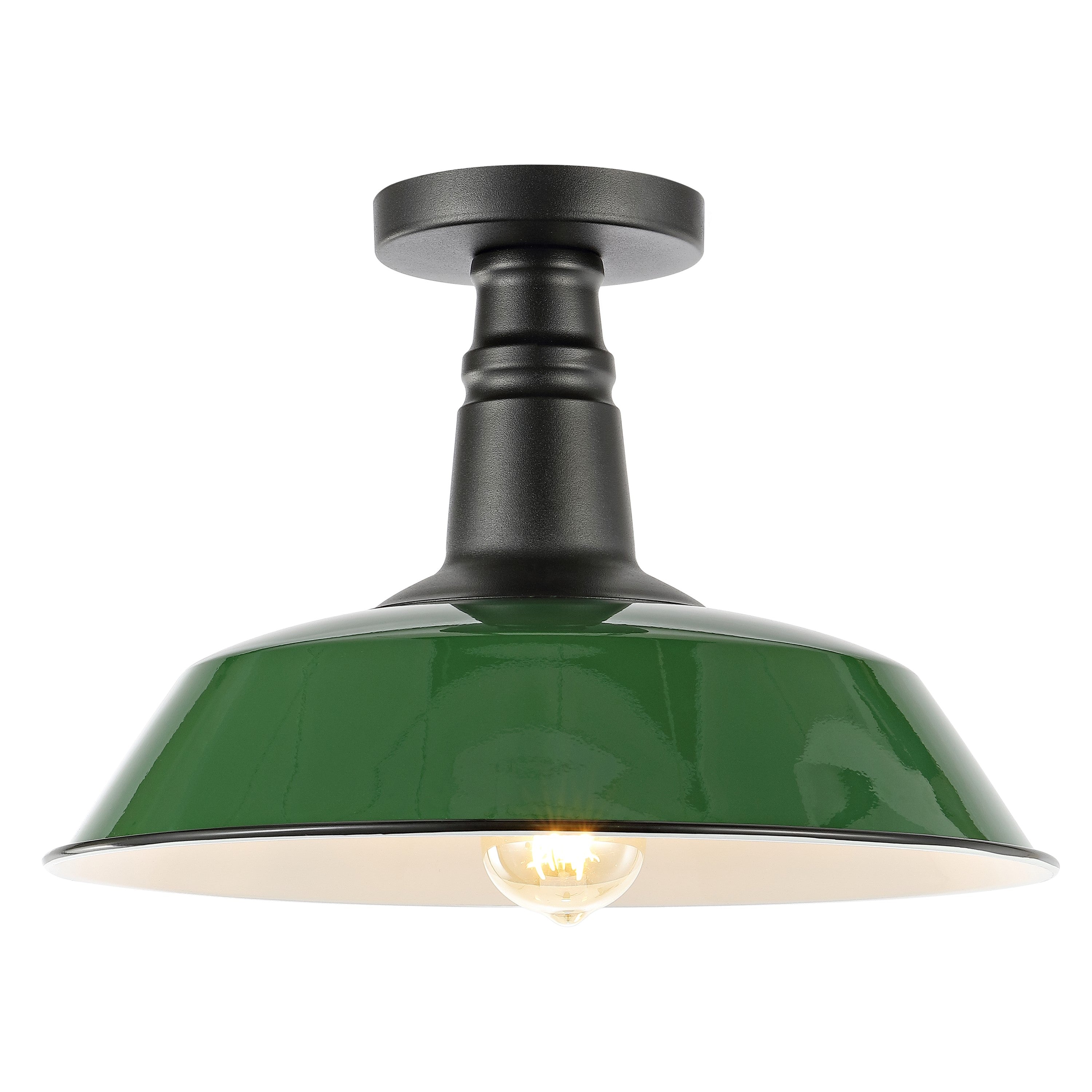 Camila 1-Light Classic Industrial Indoor/Outdoor Iron LED Semi Flush Mount