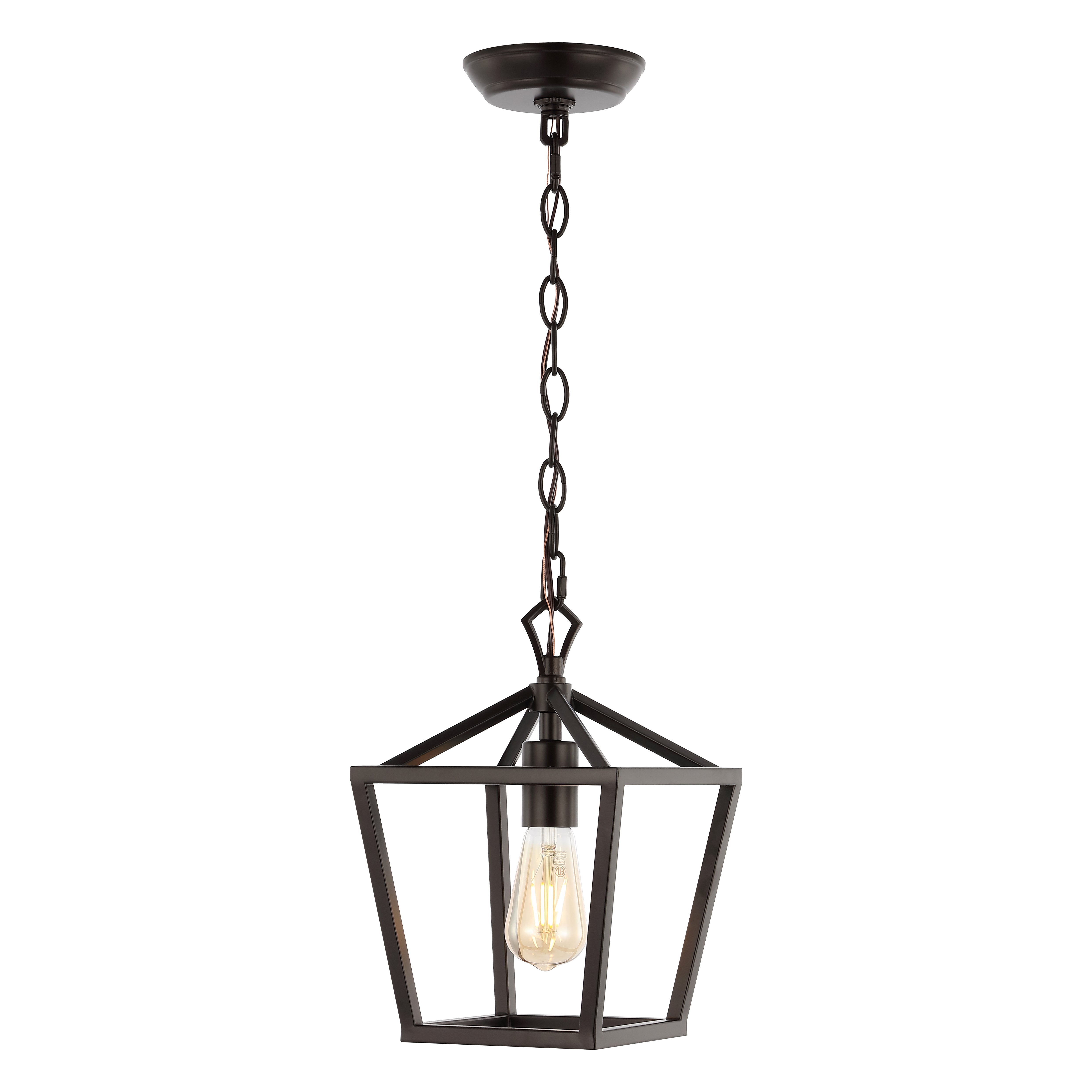 Oslin 1-Light Vintage Farmhouse Iron Chain Pagoda LED Pendant Lantern