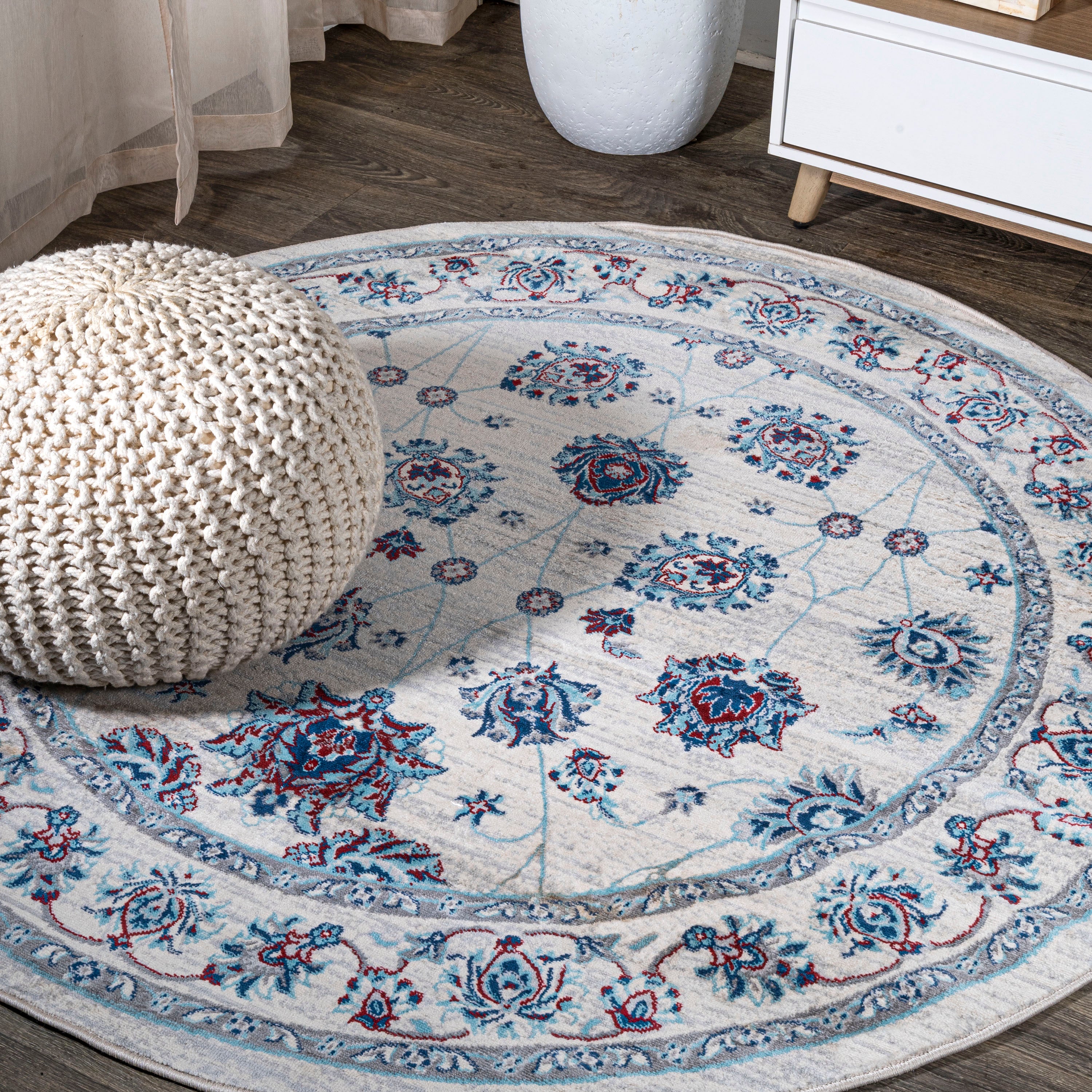 Modern Persian Vintage Moroccan Traditional Round Area Rug