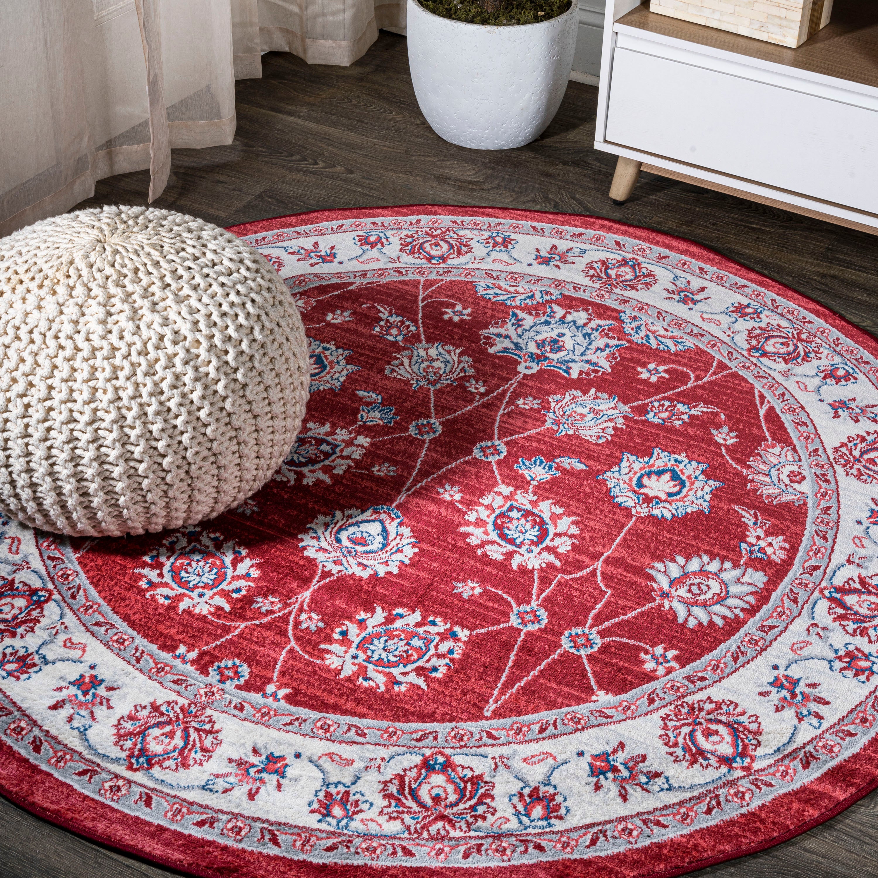 Modern Persian Vintage Moroccan Traditional Round Area Rug