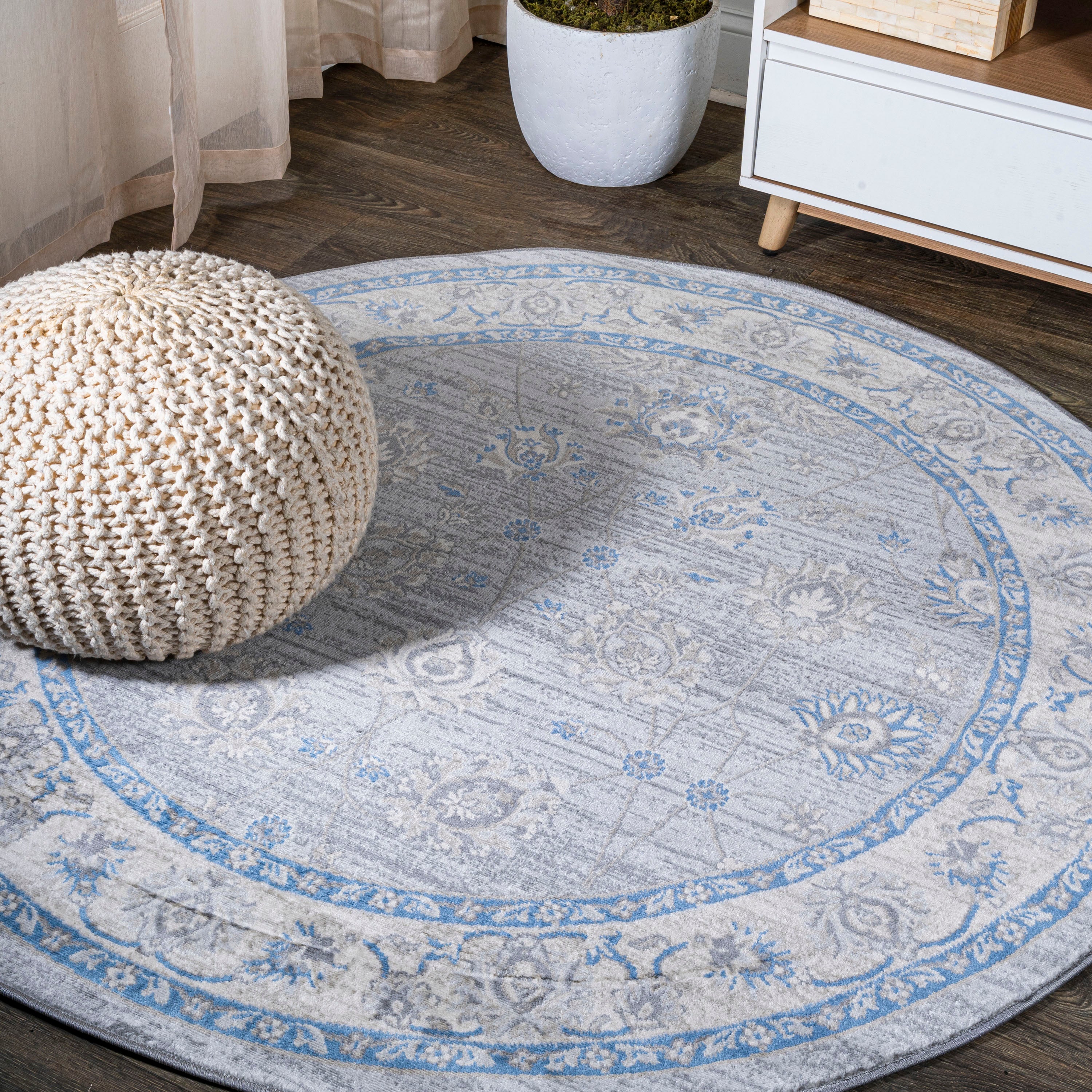 Modern Persian Vintage Moroccan Traditional Round Area Rug